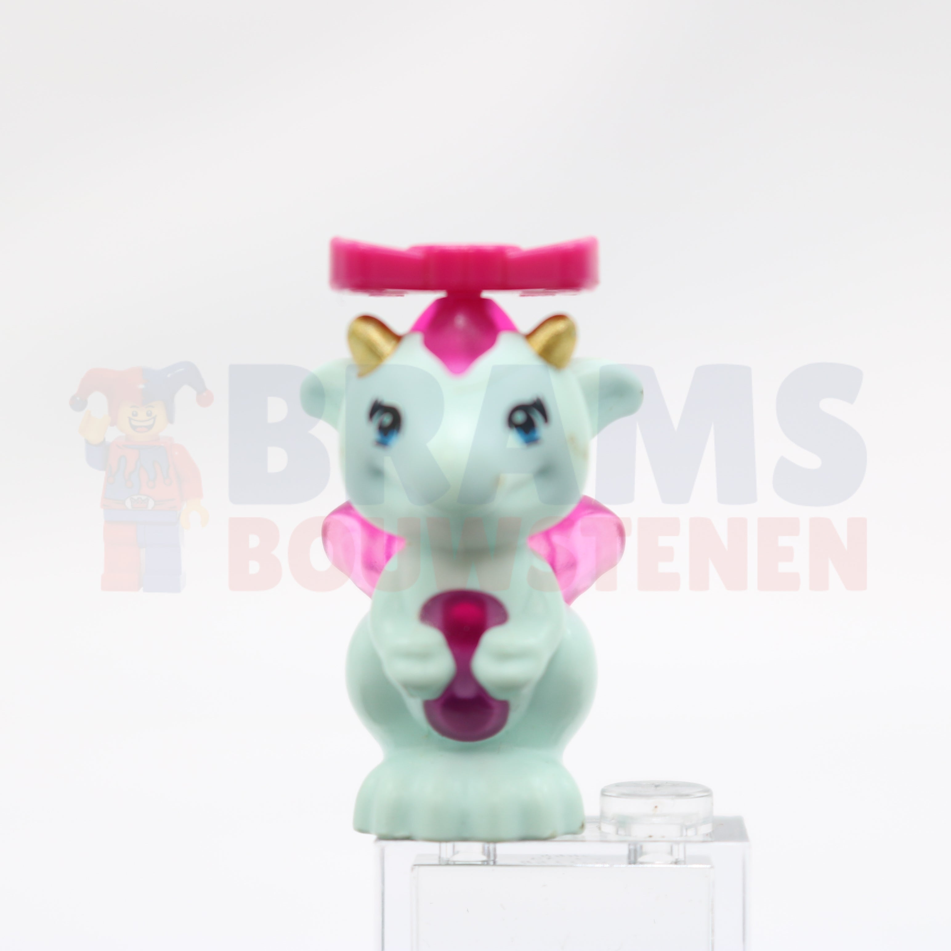 Part 26090pb07 - Dragon, Elves, Baby with Molded Trans-Dark Pink Stomach, Spines, and Wings and Printed Gold Horns Pattern (Lula)