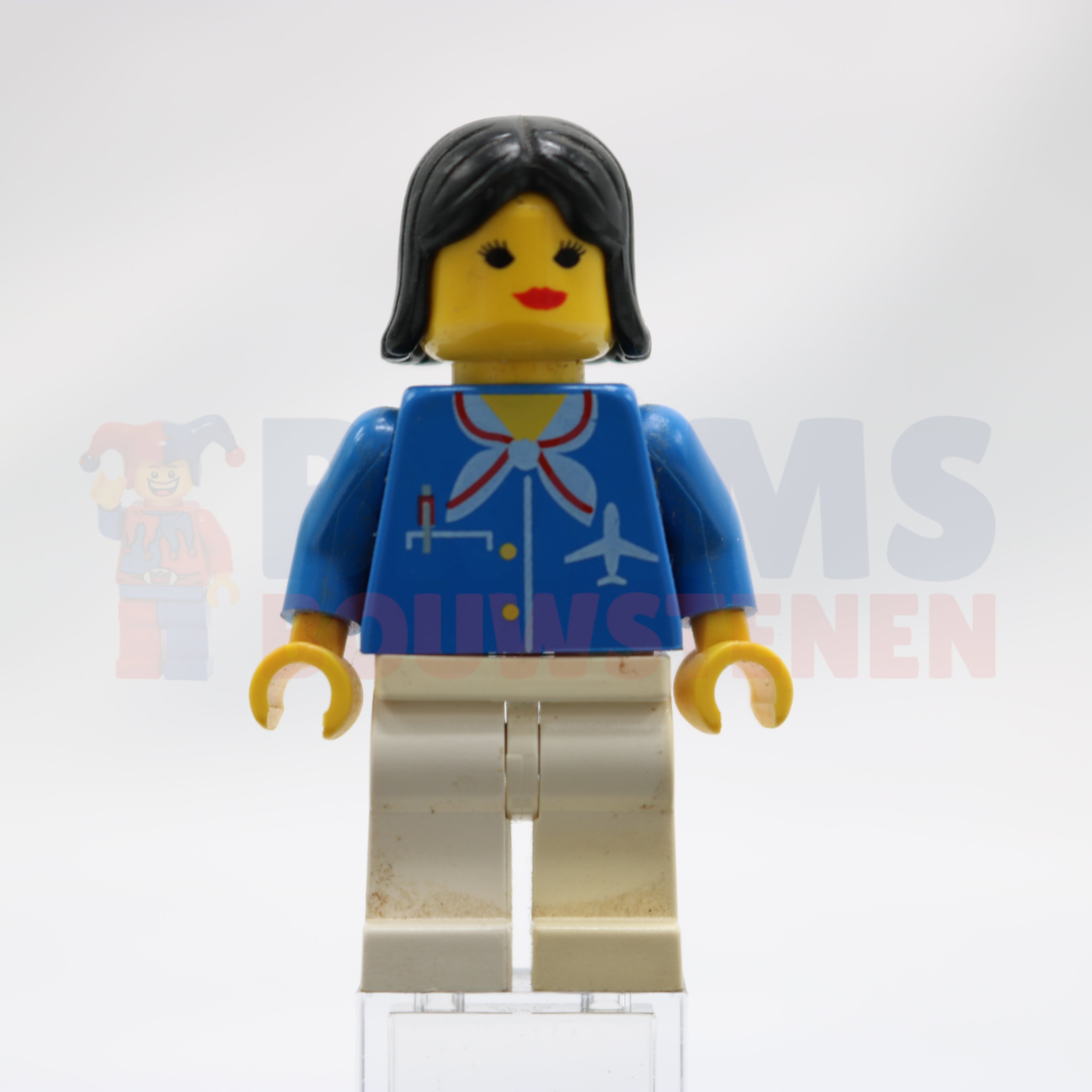 Minifig air010b - Airport - Blue with Scarf, Black Female Hair (Reissue)
