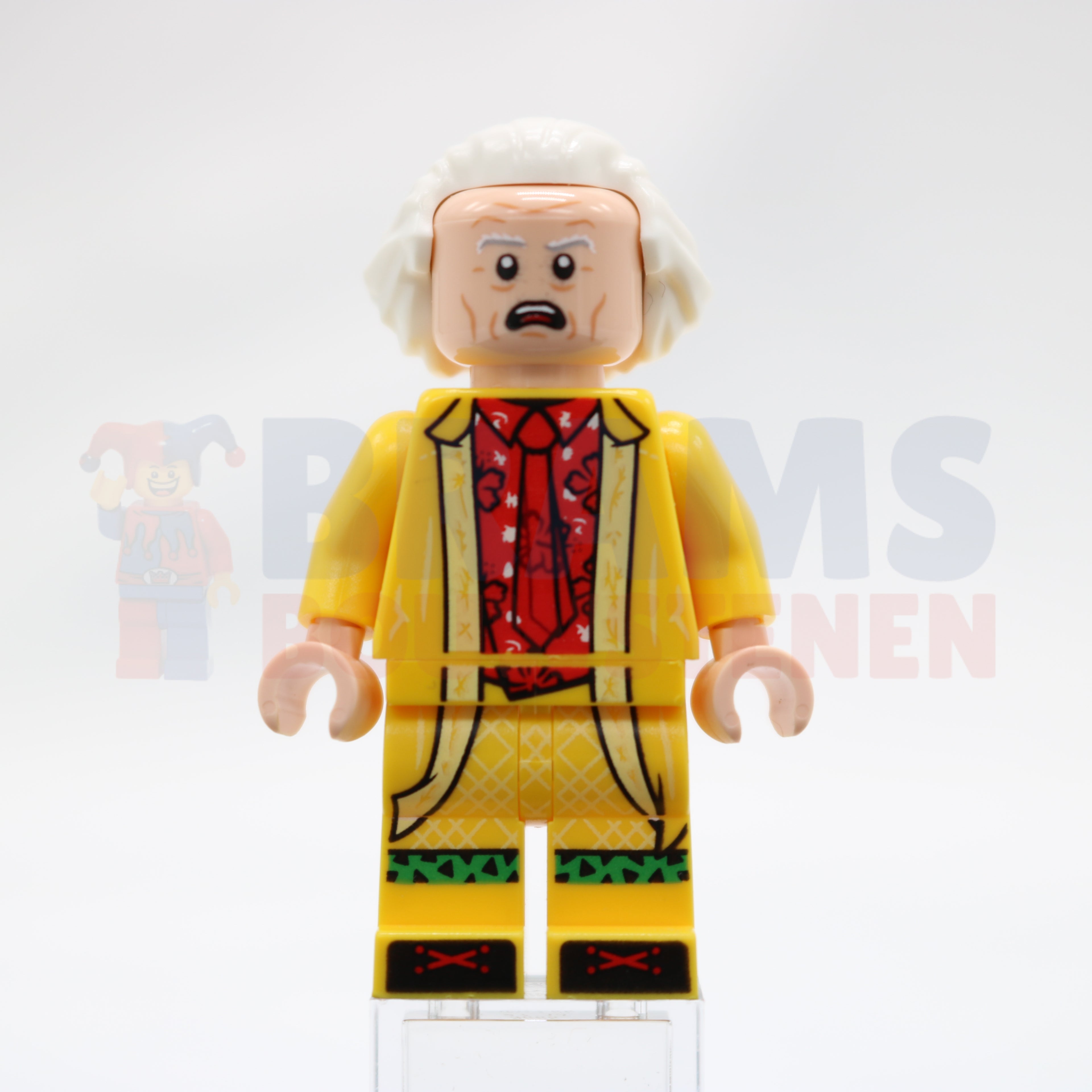 Minifig btf002 - Doc Brown - Long Hair, Yellow Coat