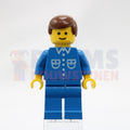 Minifig but022 - Shirt with 6 Buttons - Blue, Blue Legs, Brown Male Hair