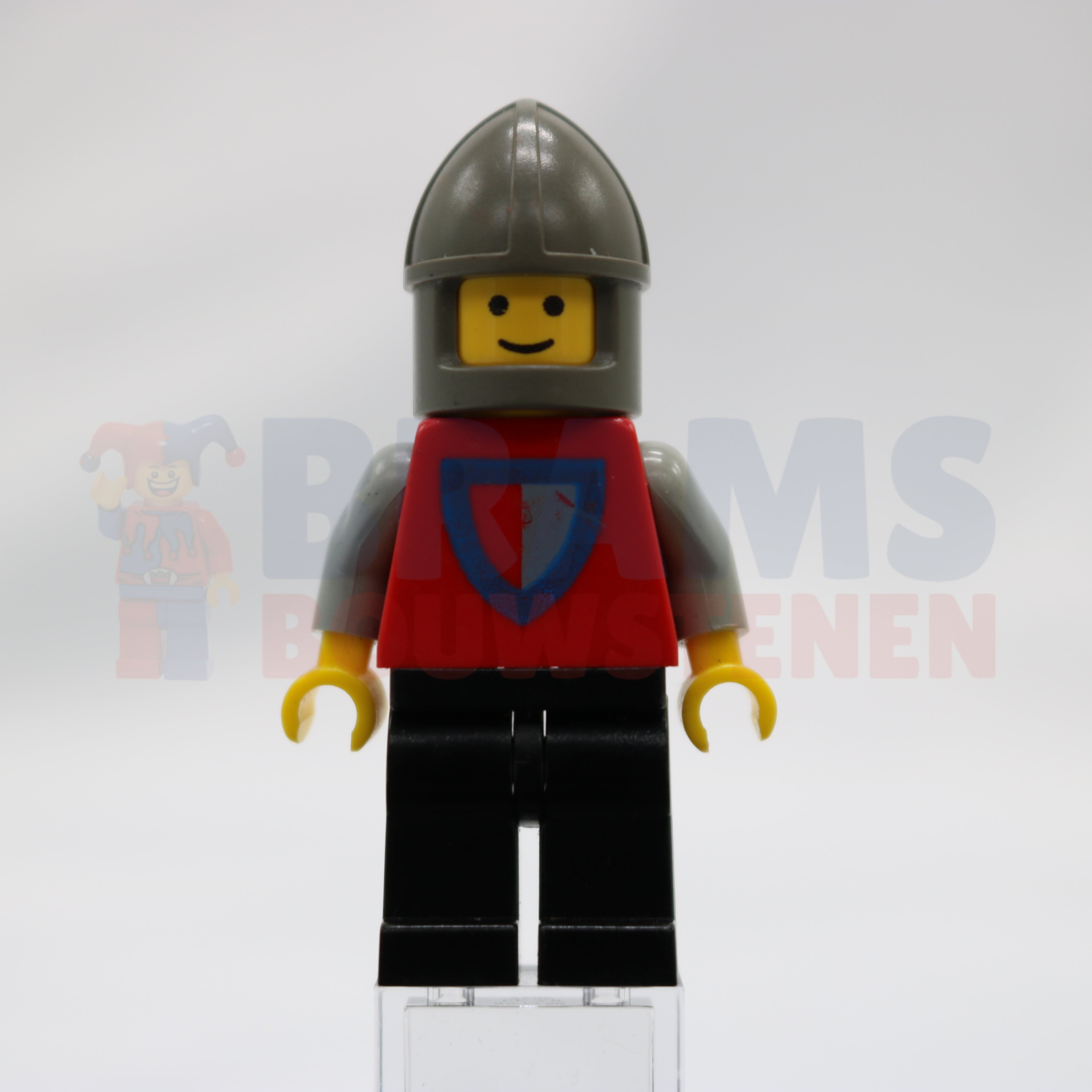 Minifig cas002 - Classic - Knight, Shield Red/Gray, Black Legs, Dark Gray Chin-Guard