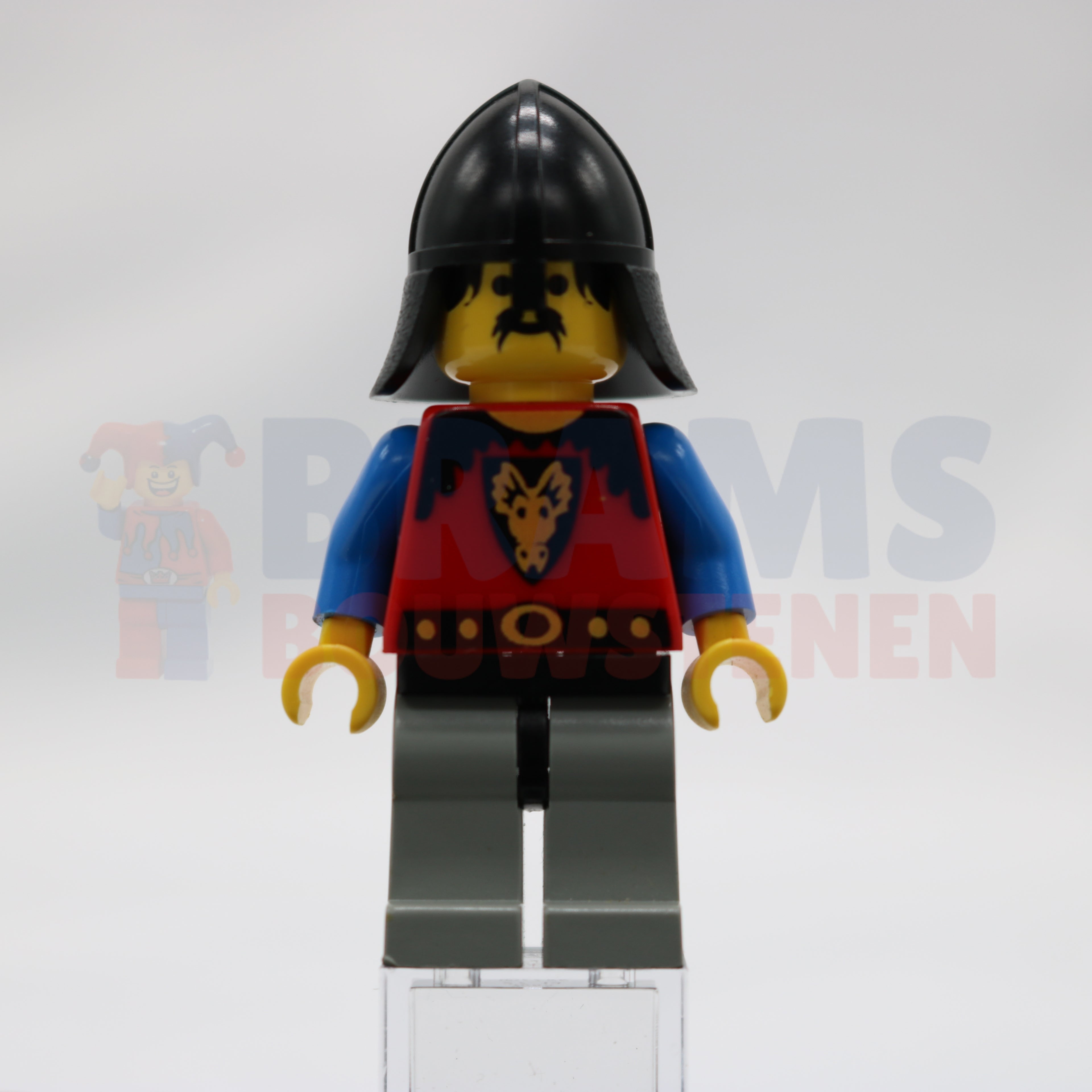 Minifig cas013 - Dragon Knights - Knight 1, Light Gray Legs with Black Hips, Black Neck-Protector