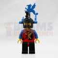 Minifig cas015 - Dragon Knights - Knight 2, Black Legs with Red Hips, Black Dragon Helmet, Blue Plumes