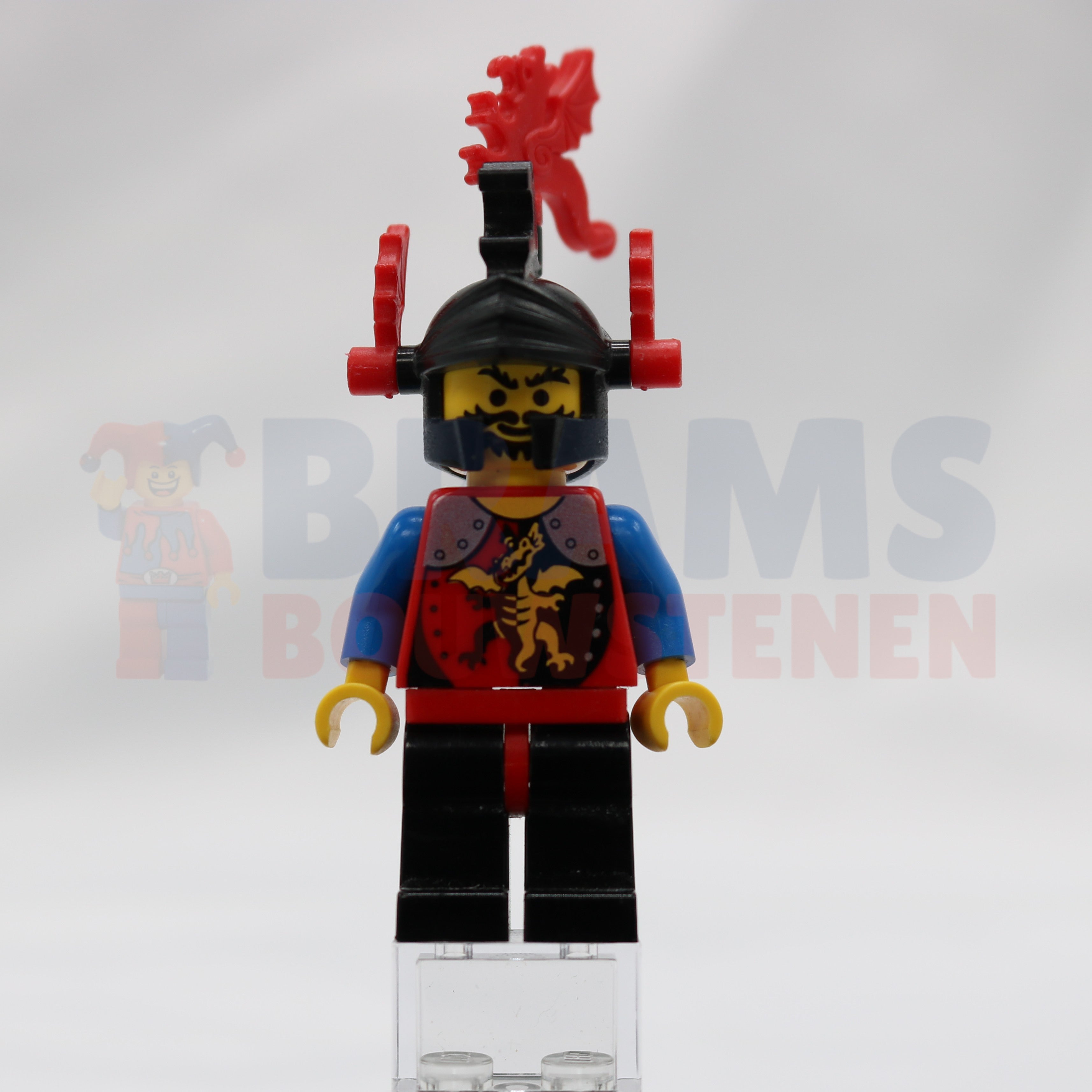 Minifig cas017a - Dragon Knights - Knight 2, Black Legs with Red Hips, Black Dragon Helmet, Red Plumes