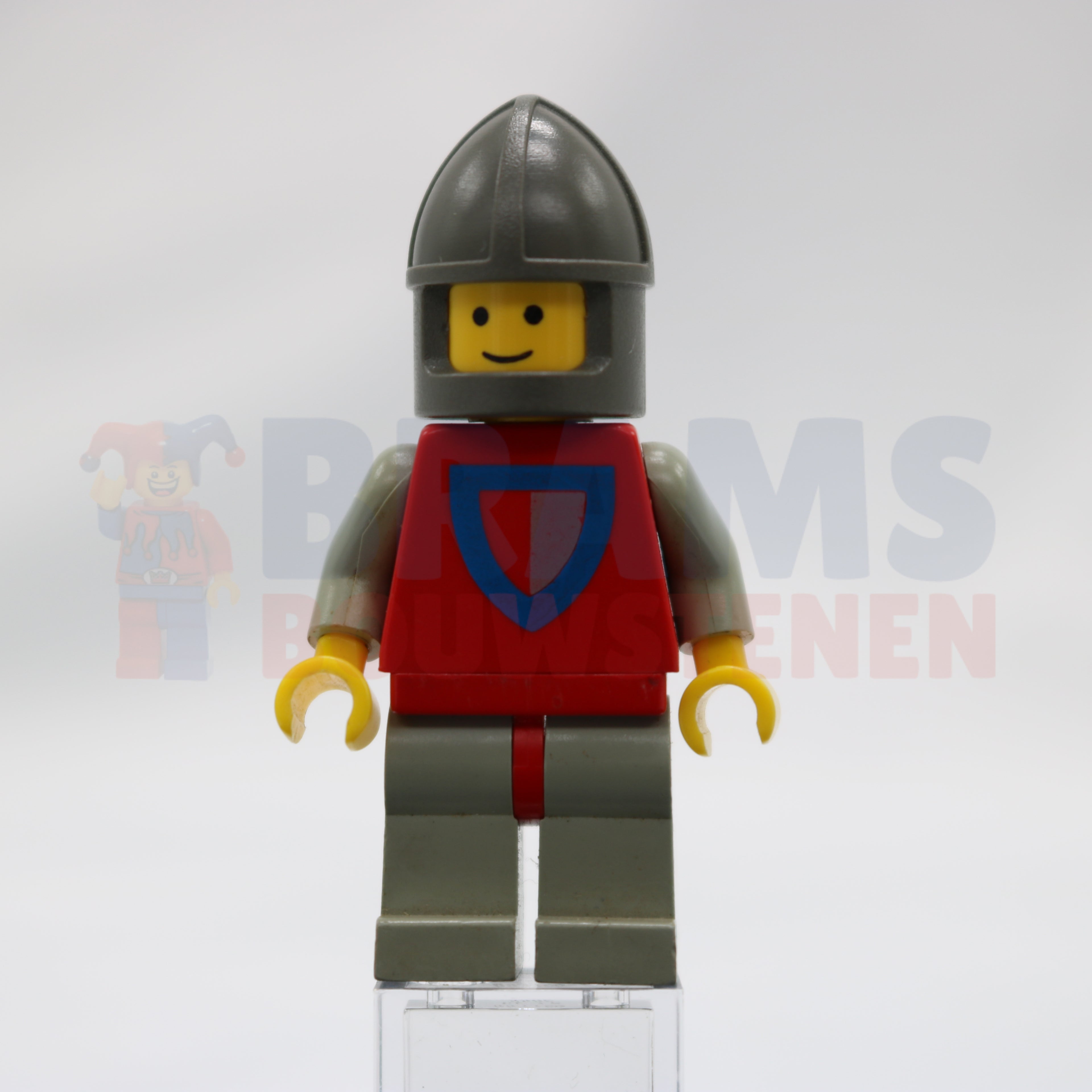 Minifig cas075 - Classic - Knight, Shield Red/Gray, Light Gray Legs with Red Hips, Dark Gray Chin-Guard