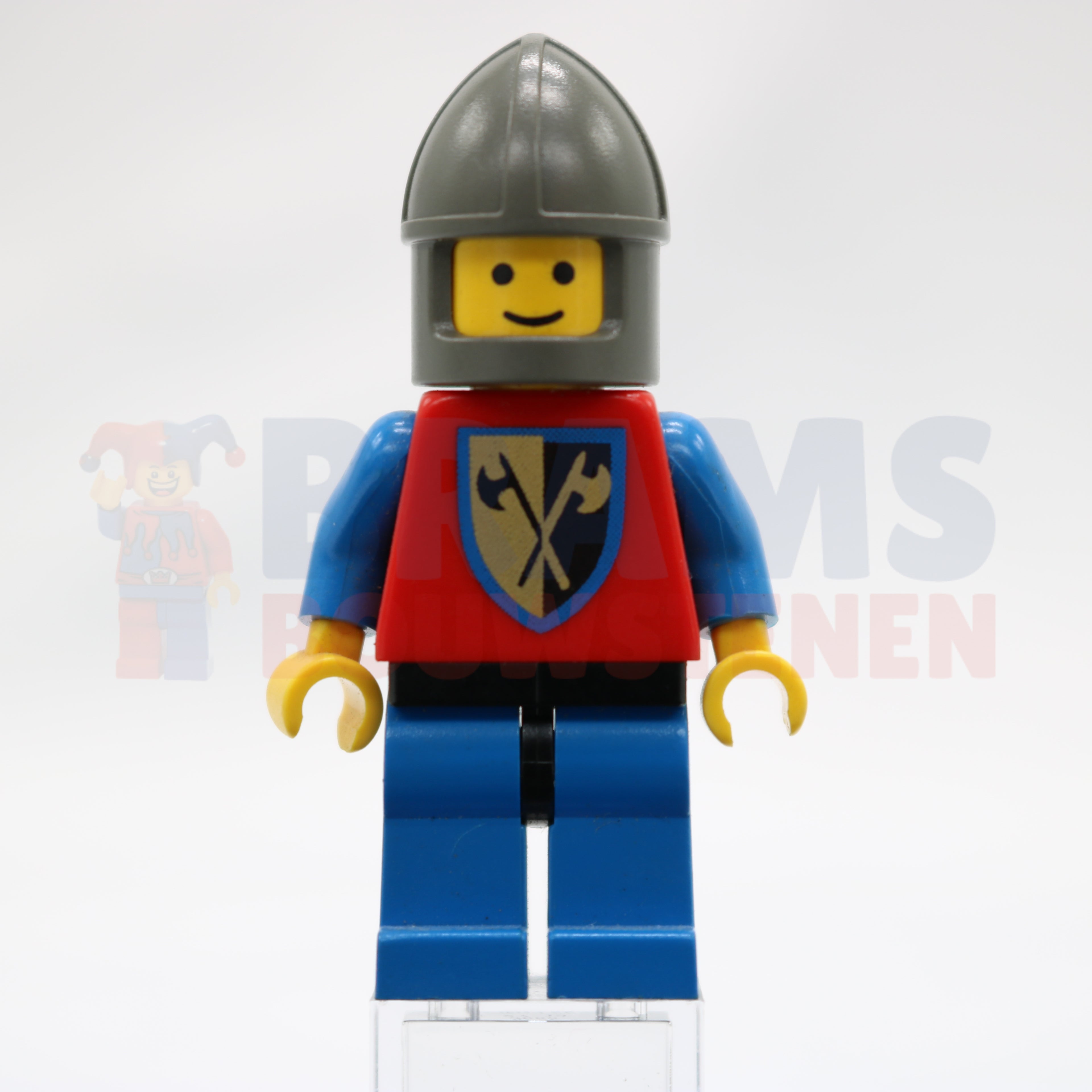 Minifig cas107 - Crusader Ax - Blue Legs with Black Hips, Dark Gray Chin-Guard