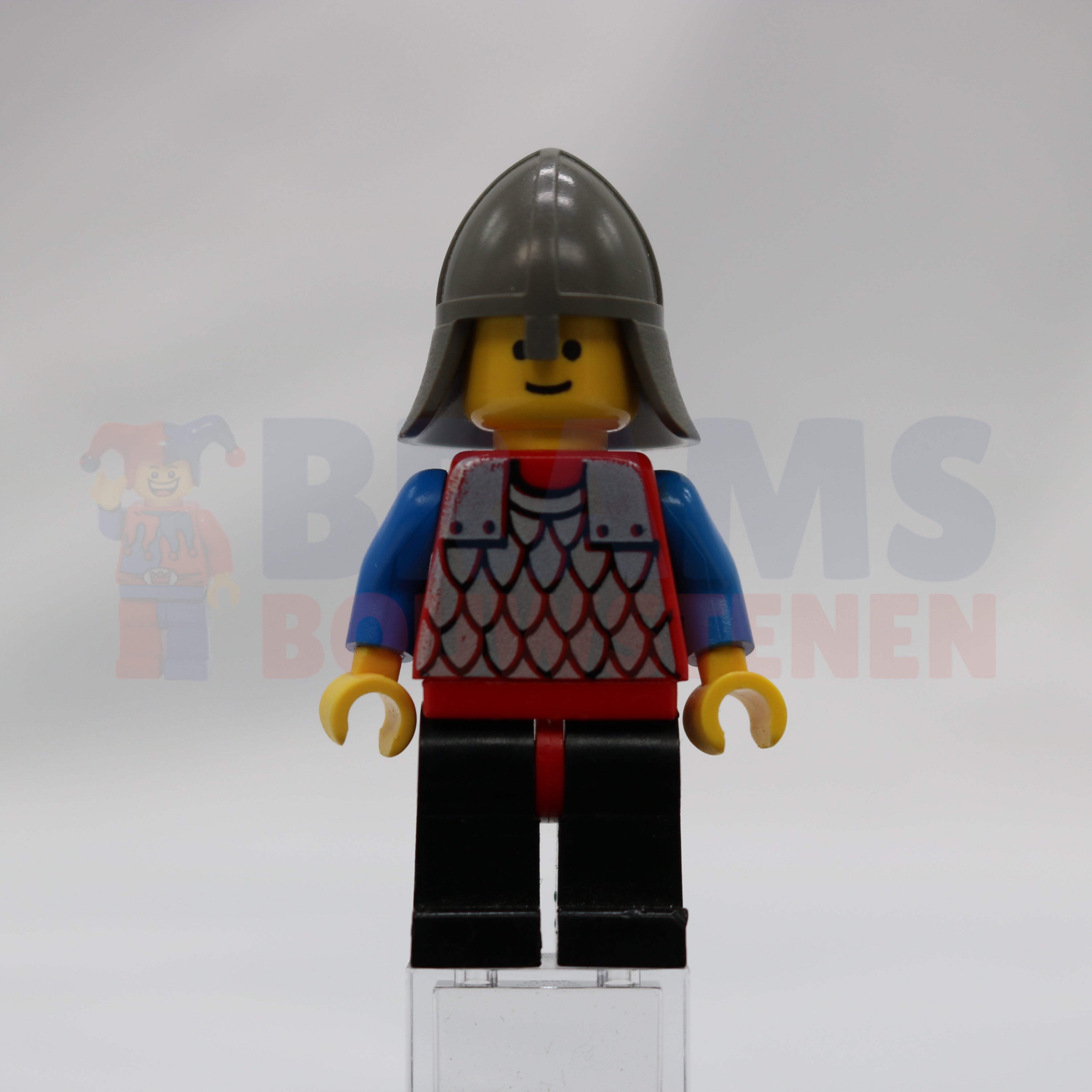 Minifig cas150 - Scale Mail - Red with Blue Arms, Black Legs with Red Hips, Dark Gray Neck-Protector