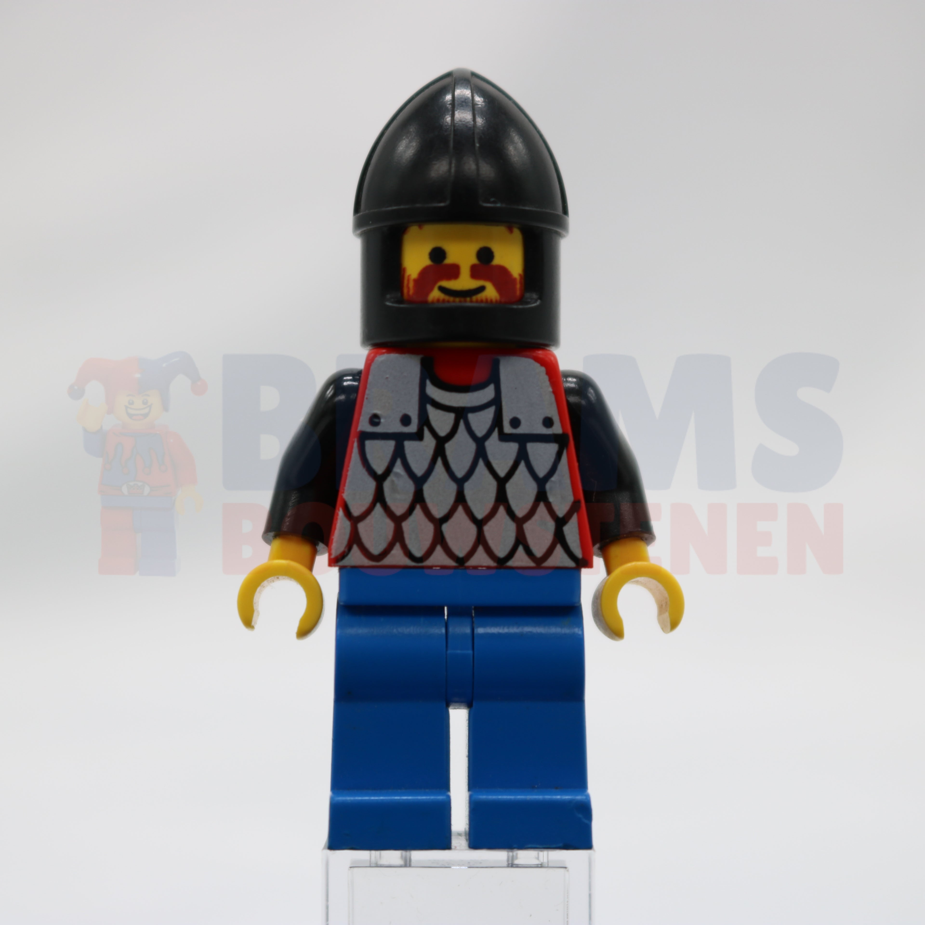 Minifig cas152 - Scale Mail - Red with Black Arms, Blue Legs, Black Chin-Guard