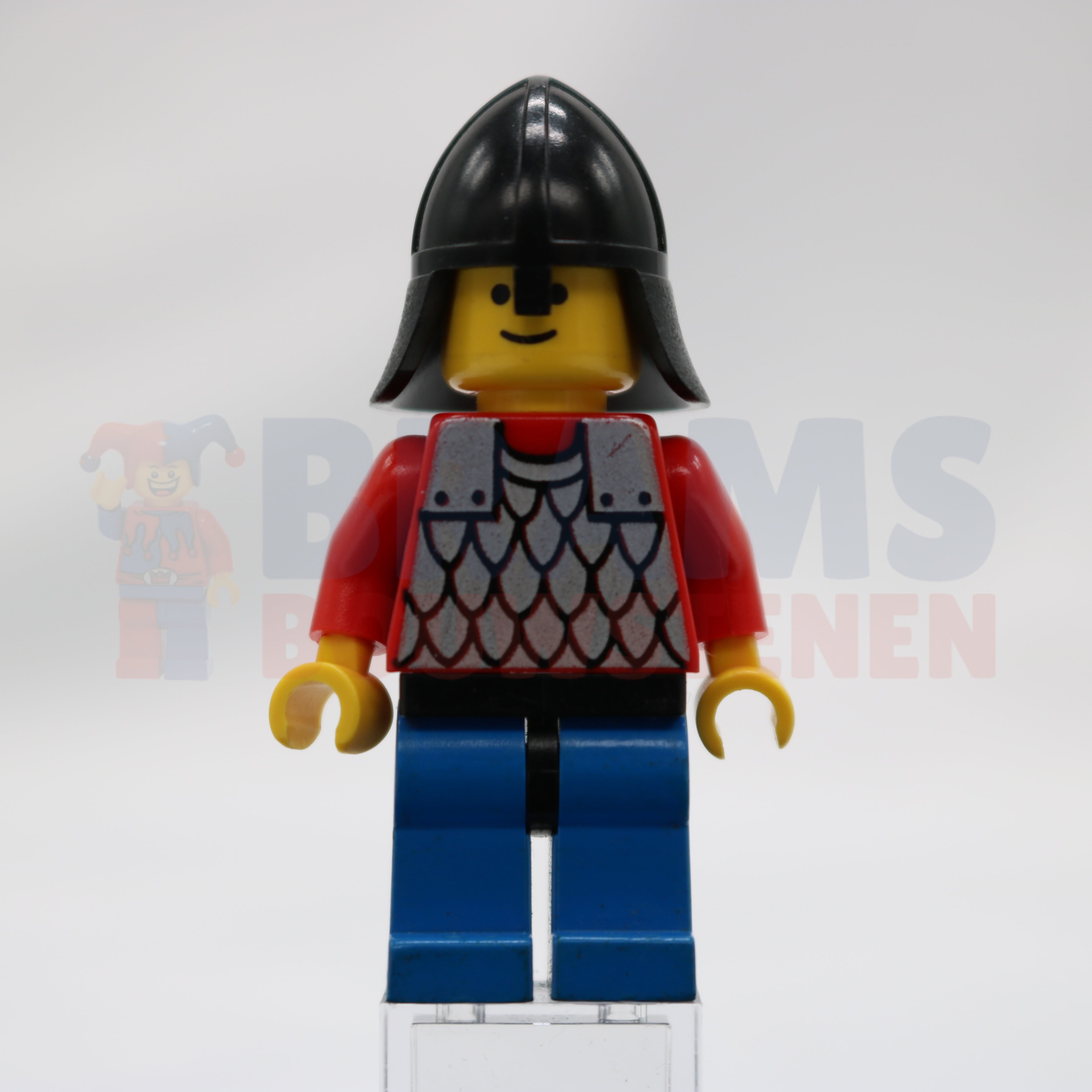 Minifig cas154 - Scale Mail - Red with Red Arms, Blue Legs with Black Hips, Black Neck-Protector