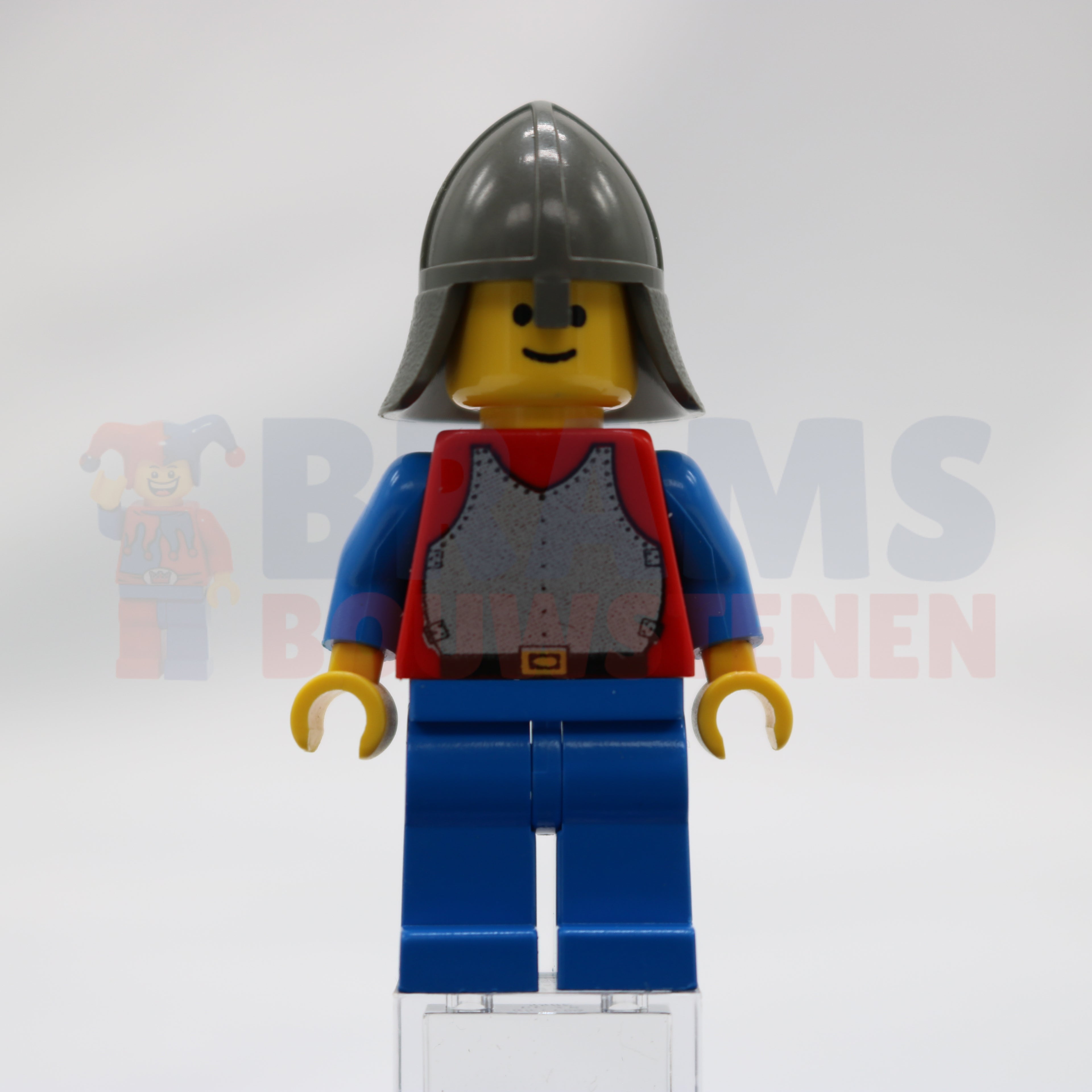 Minifig cas201 - Breastplate - Red with Blue Arms, Blue Legs, Dark Gray Neck-Protector, Blue Plastic Cape
