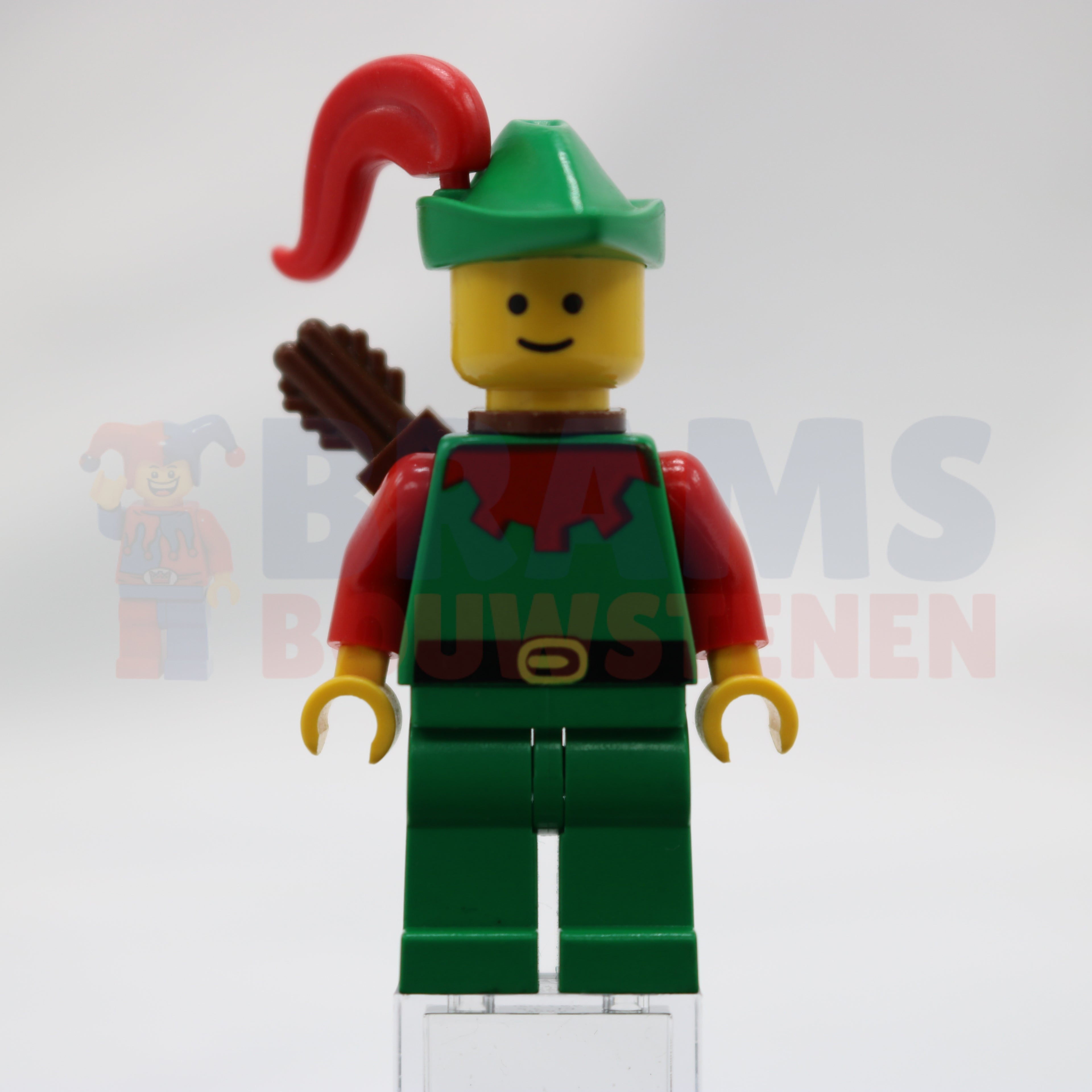 Minifig cas323 - Forestman - Red, Green Hat, Red Plume, Quiver