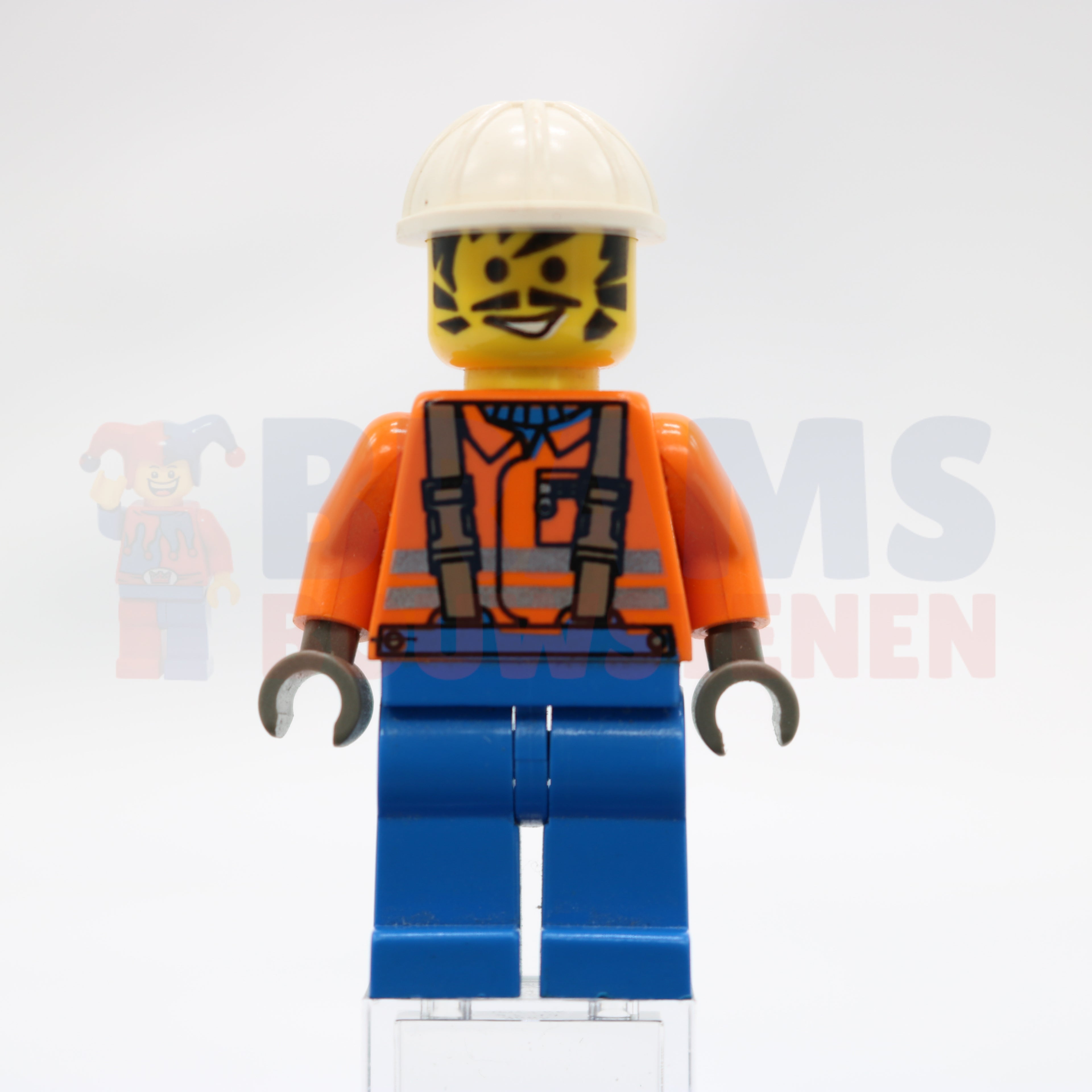 Minifig con003 - Construction Worker - Orange Shirt, White Construction Helmet
