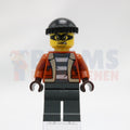 Minifig cty1566 - Police - City Bandit Crook Male, Dark Orange Jacket, Dark Bluish Gray Legs, Black Knit Cap