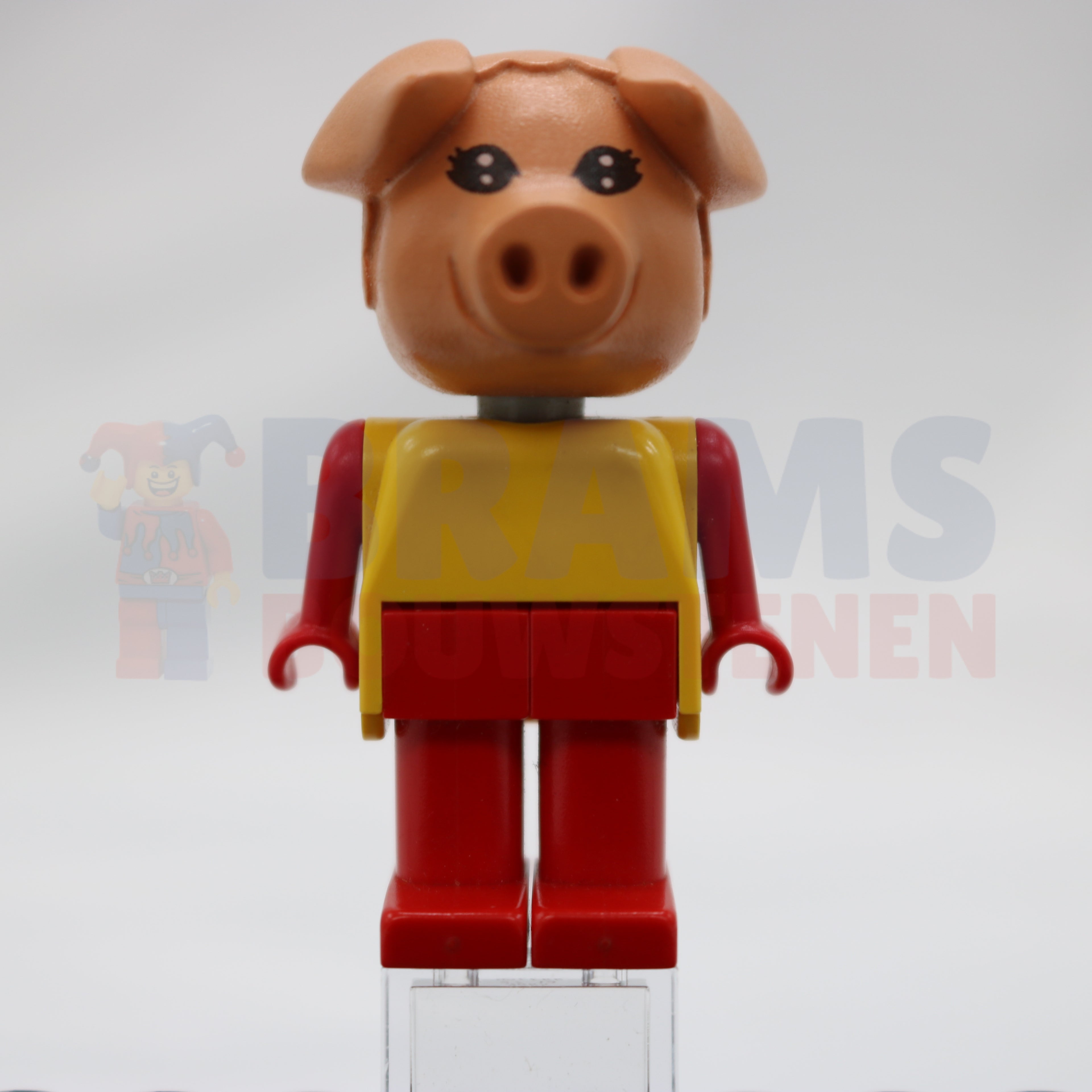 Minifig fab11e - Fabuland Pig - Patricia Piglet (Pat), Red Legs, Yellow Top