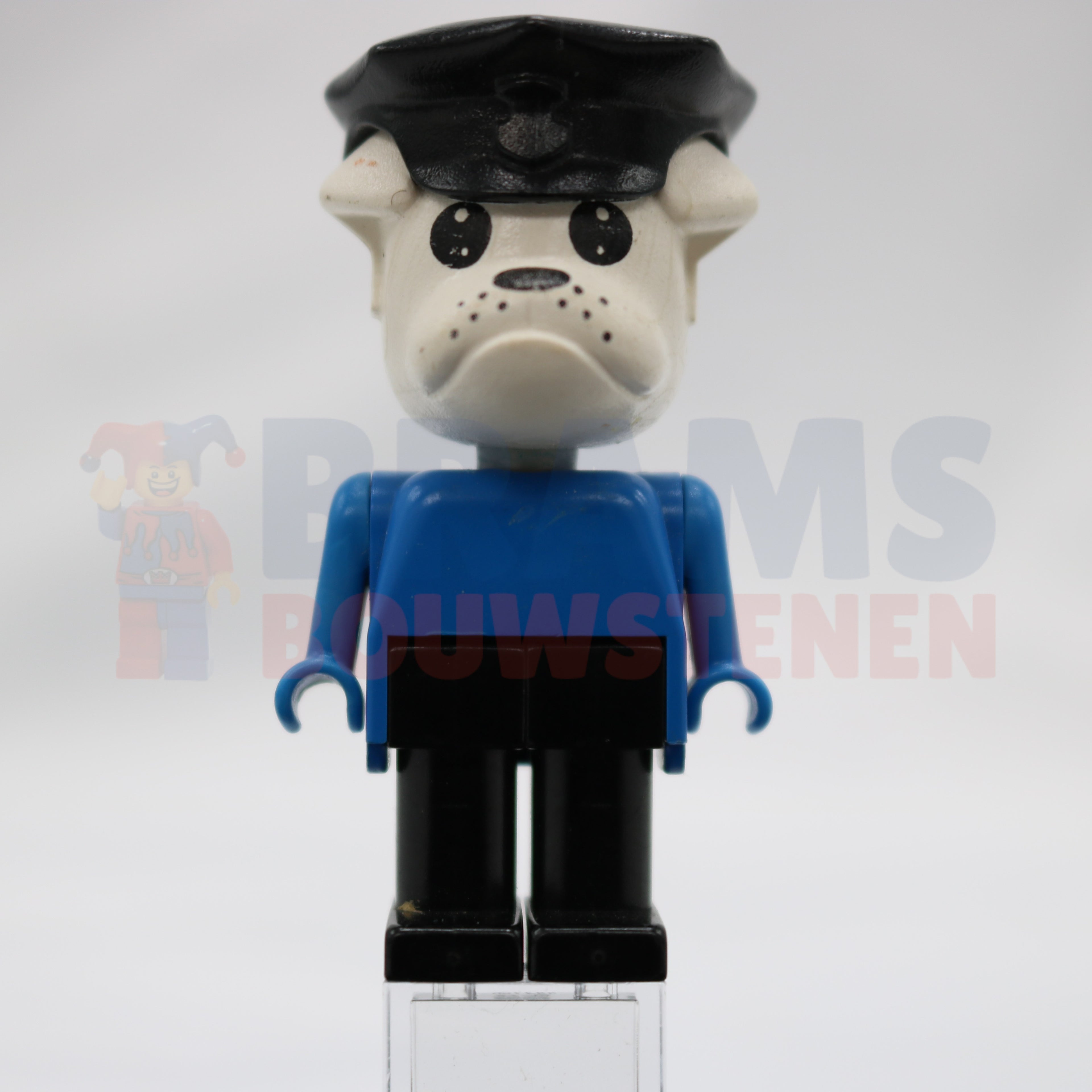 Minifig fab2b - Fabuland Bulldog - Constable Clarke Bulldog, White Head, Black Police Hat