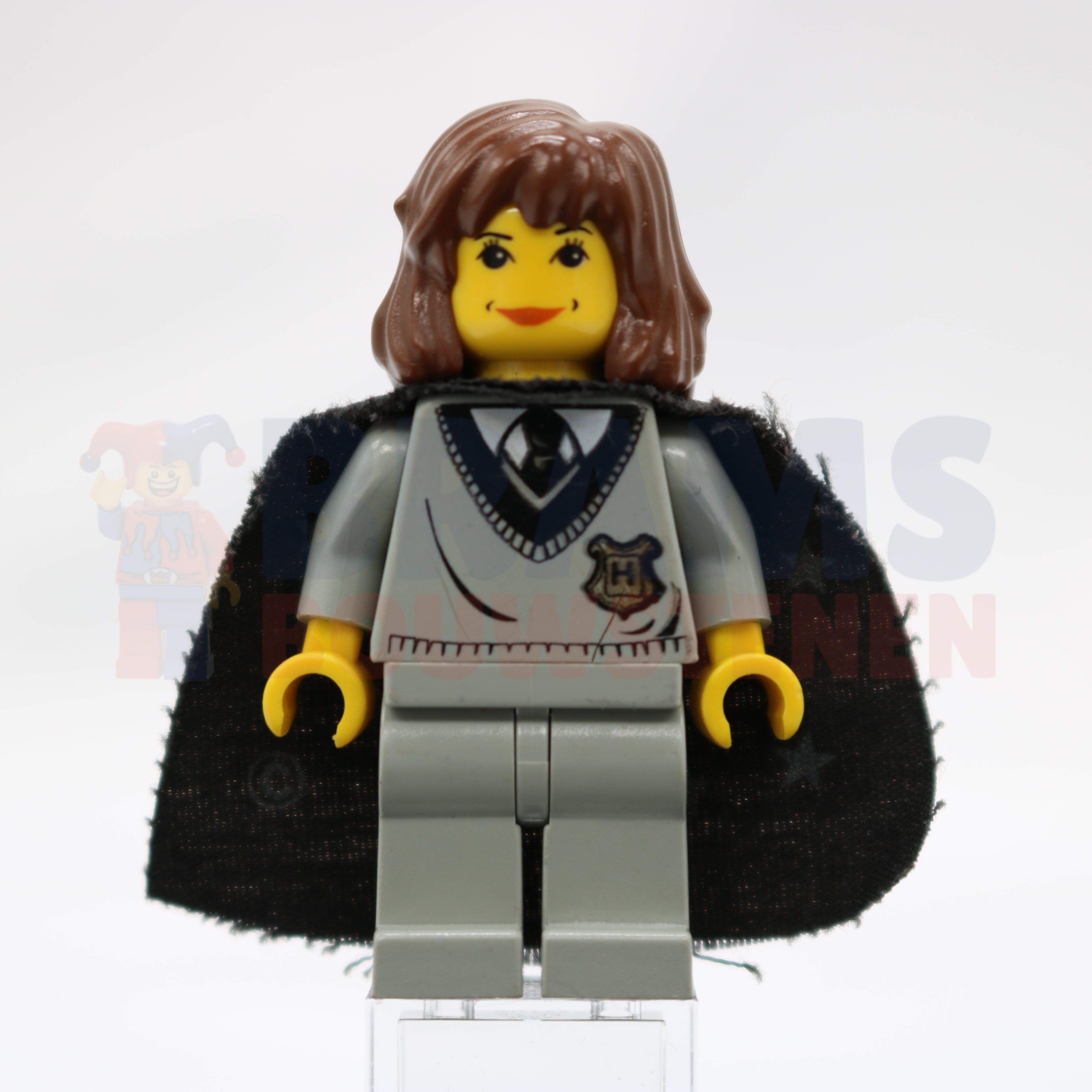 Minifig hp003 - Hermione Granger - Hogwarts Torso, Light Gray Legs, Black Cape with Stars