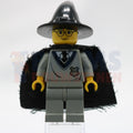 Minifig hp035 - Harry Potter - Hogwarts Torso, Light Gray Legs, Black Wizard / Witch Hat, Black Cape with Stars