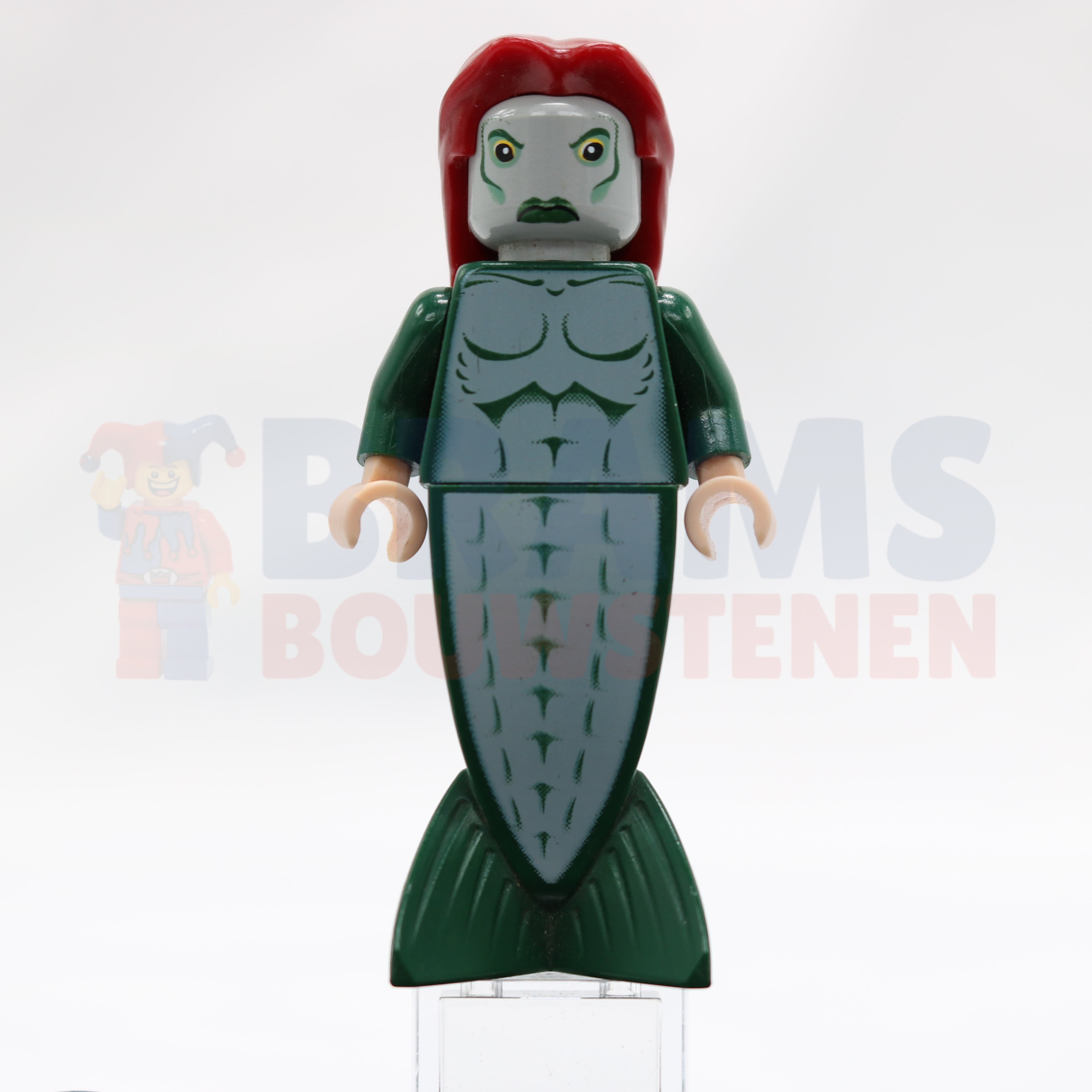Minifig hp067 - Merperson - Dark Green Body, Dark Red Long Hair