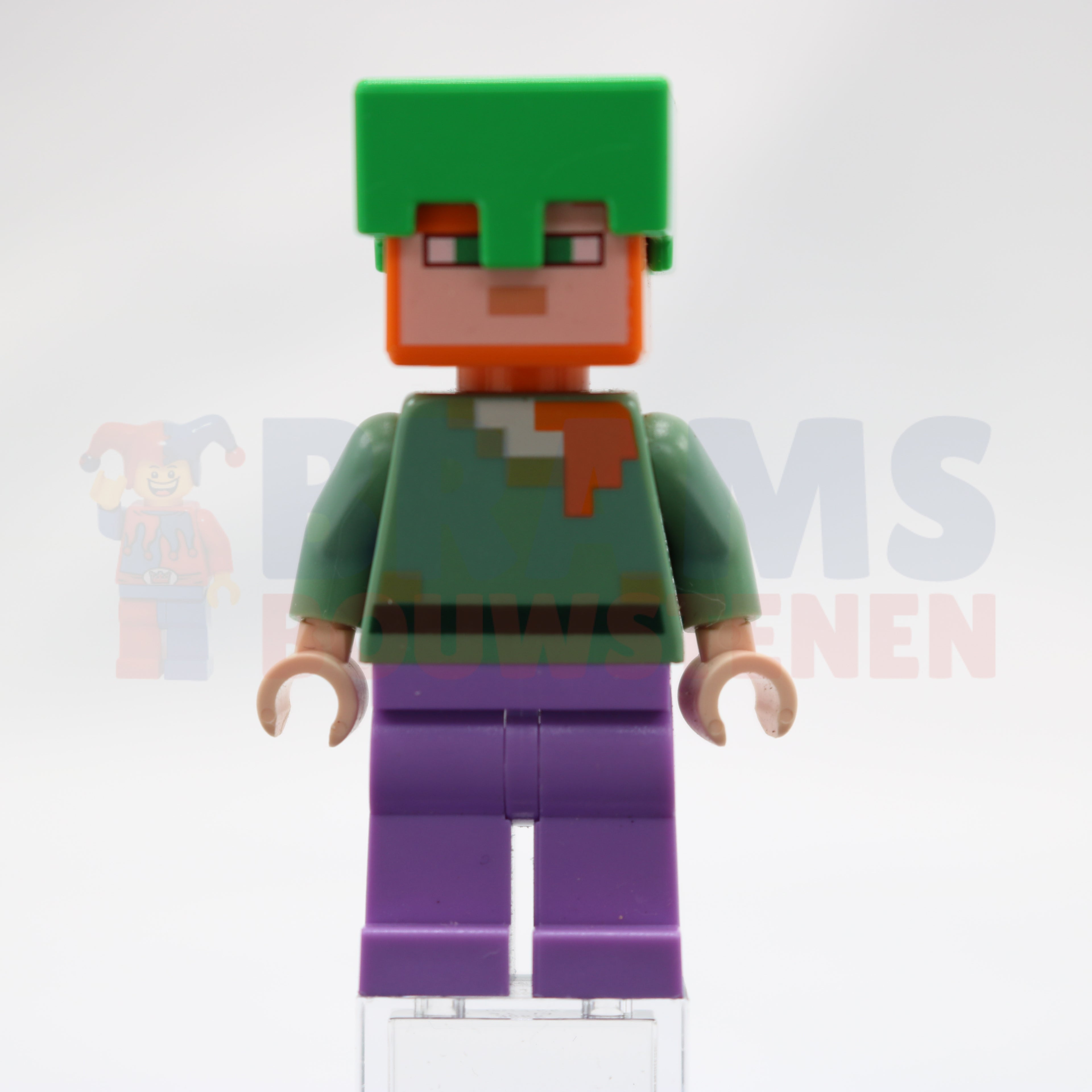 Minifig min089 - Alex - Medium Lavender Legs, Bright Green Helmet