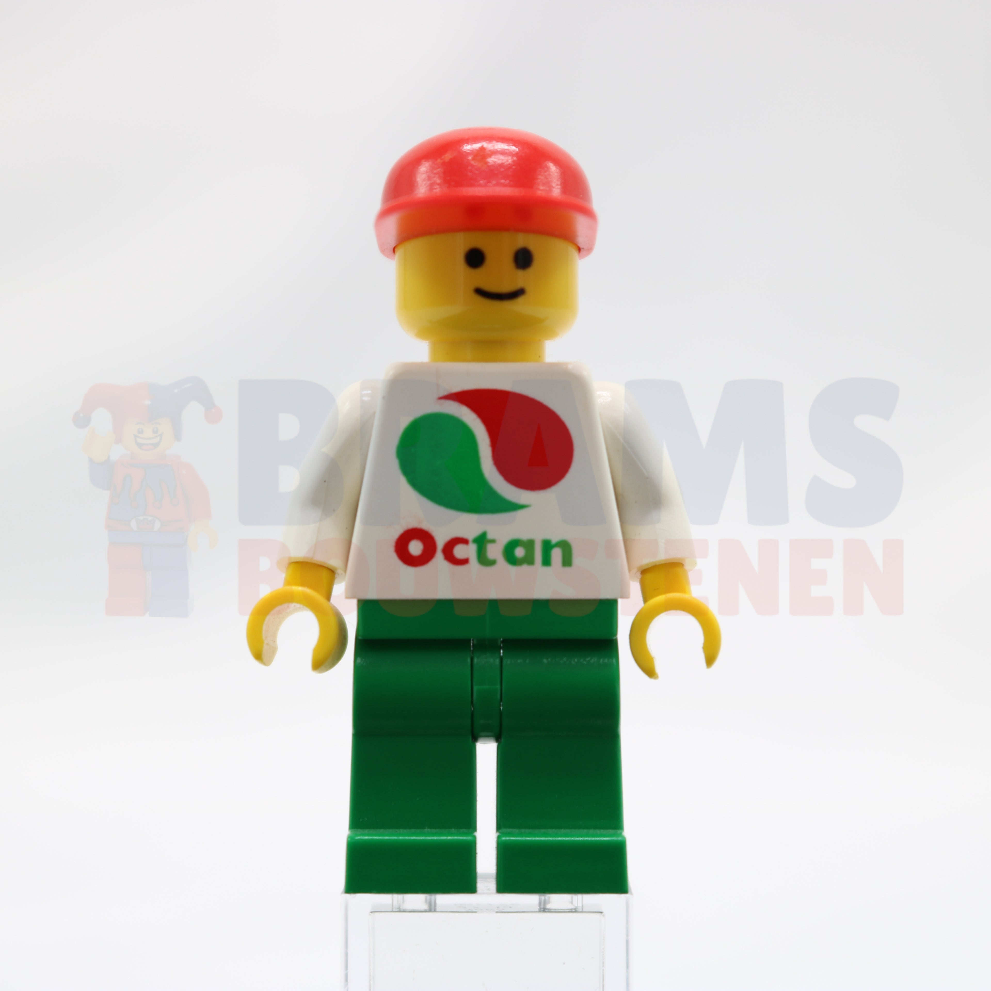 Minifig oct012new2 - Octan - White Logo, Green Legs, Red Cap Long Bill (Reissue)