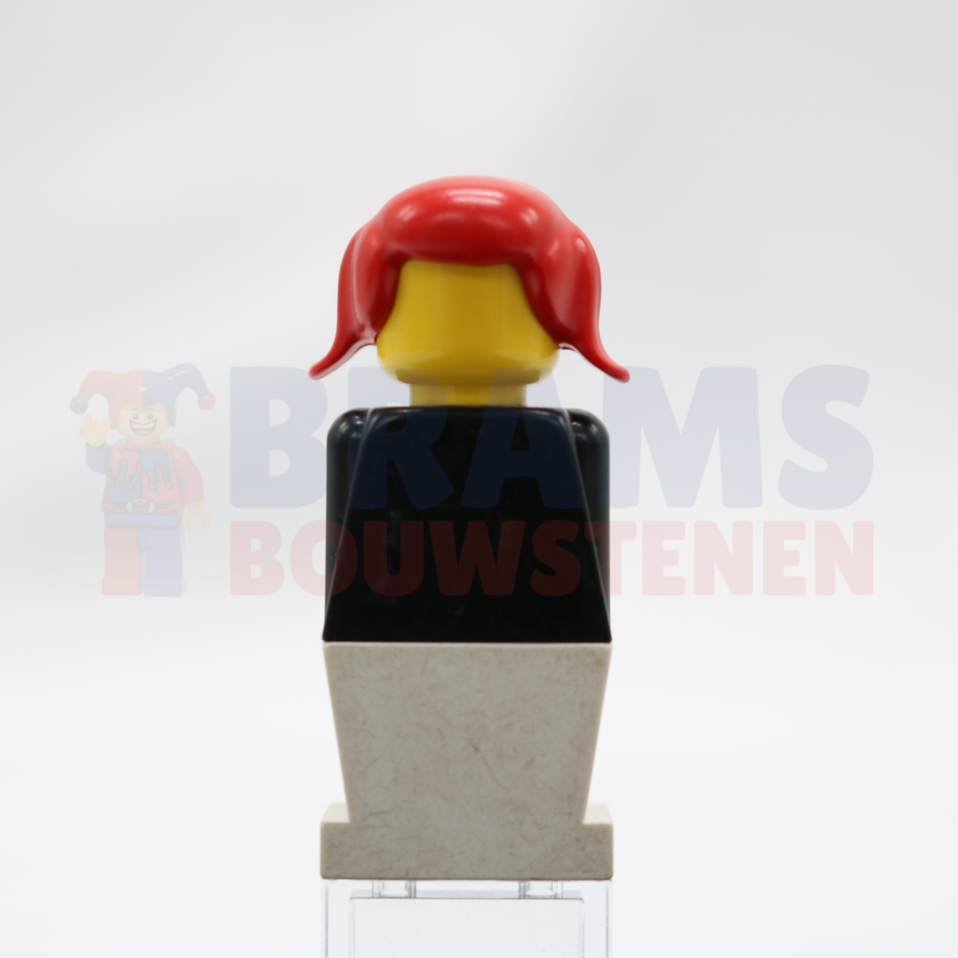 Minifig old050 - Legoland - Black Torso, White Legs, Red Pigtails Hair
