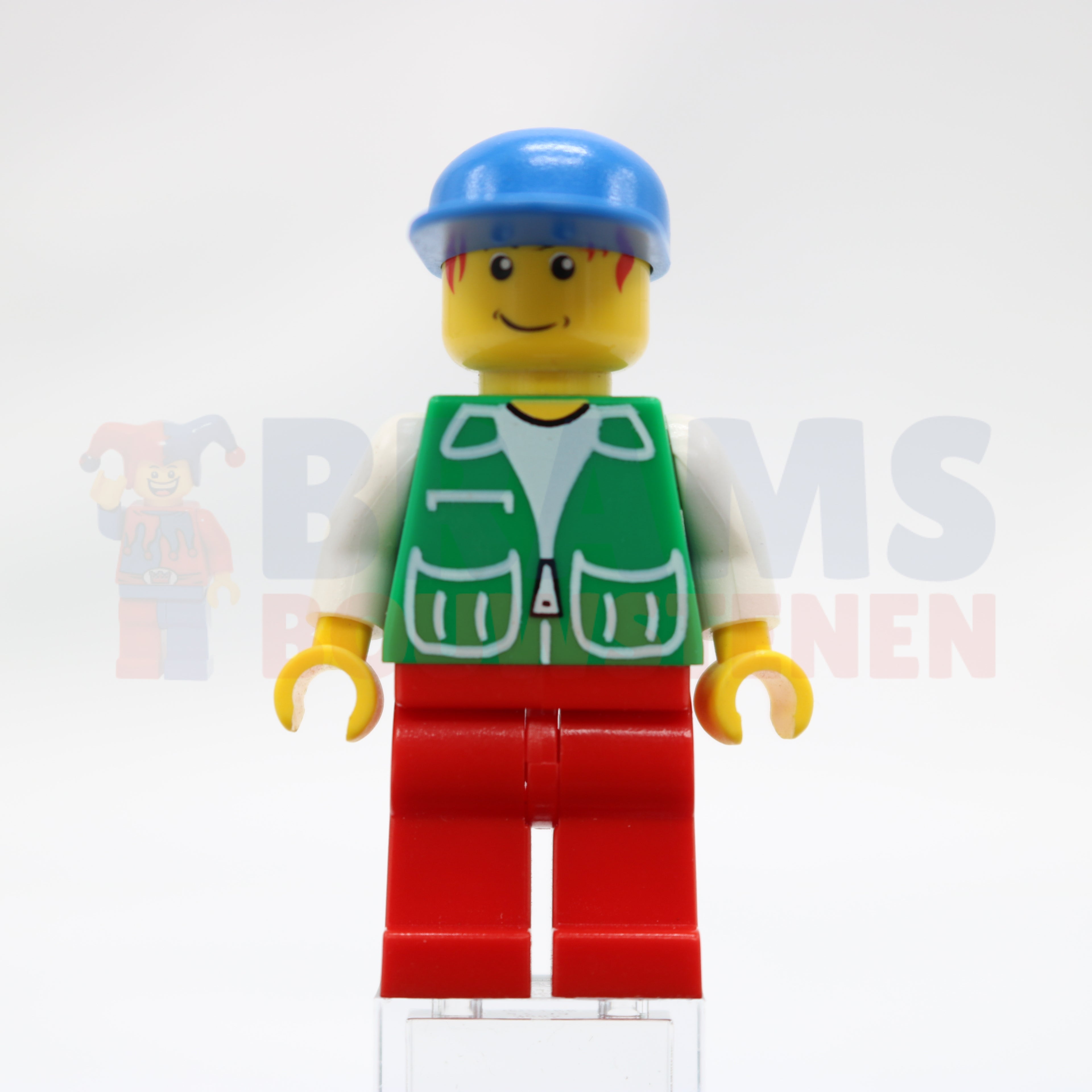 Minifig pck024 - Jacket Green with 2 Large Pockets - Red Legs, Blue Cap
