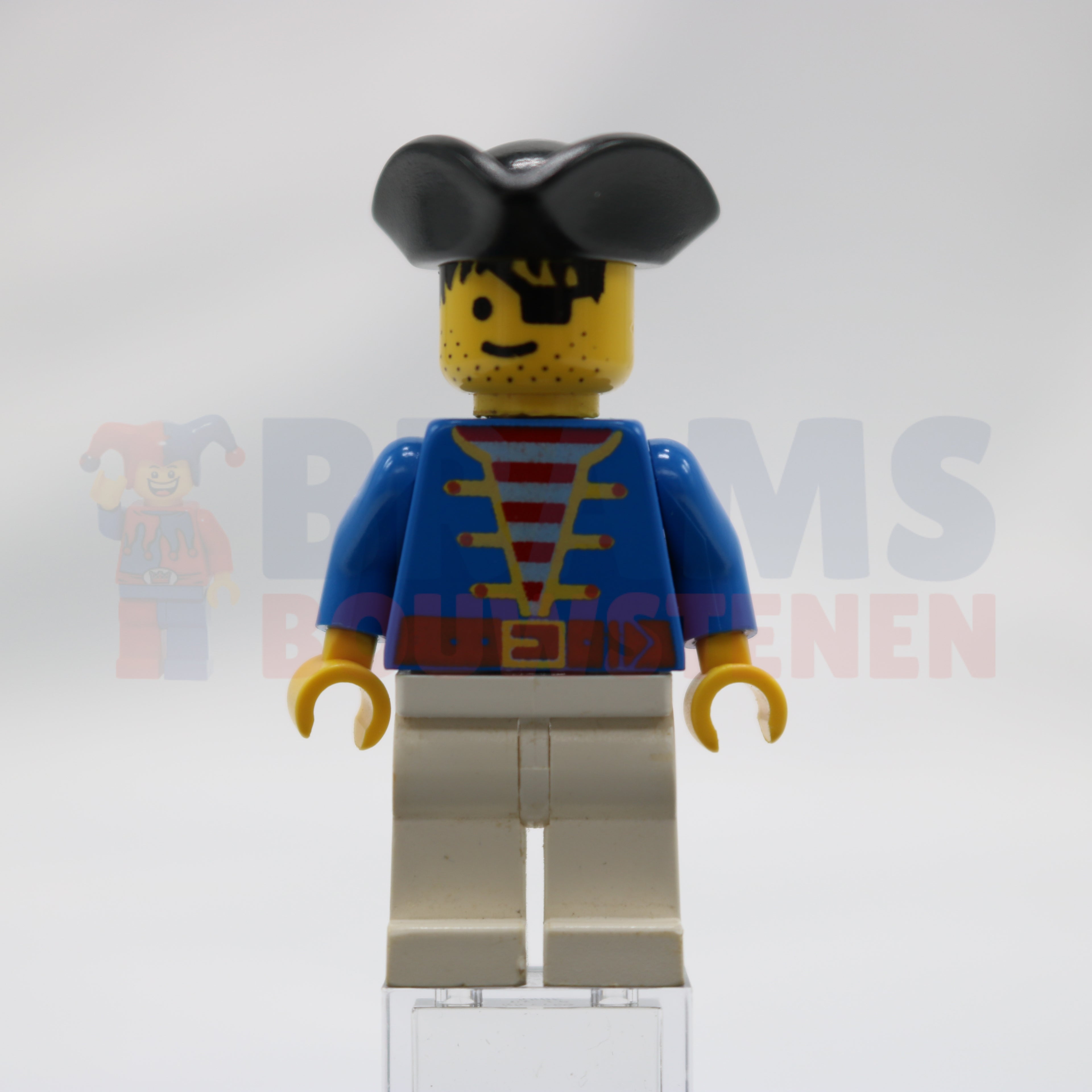 Minifig pi006 - Pirate Blue Jacket White Legs, Black Pirate Triangle Hat