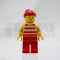 Minifig pi046 - Pirate Red / White Stripes Shirt, Red Legs, Red Bandana