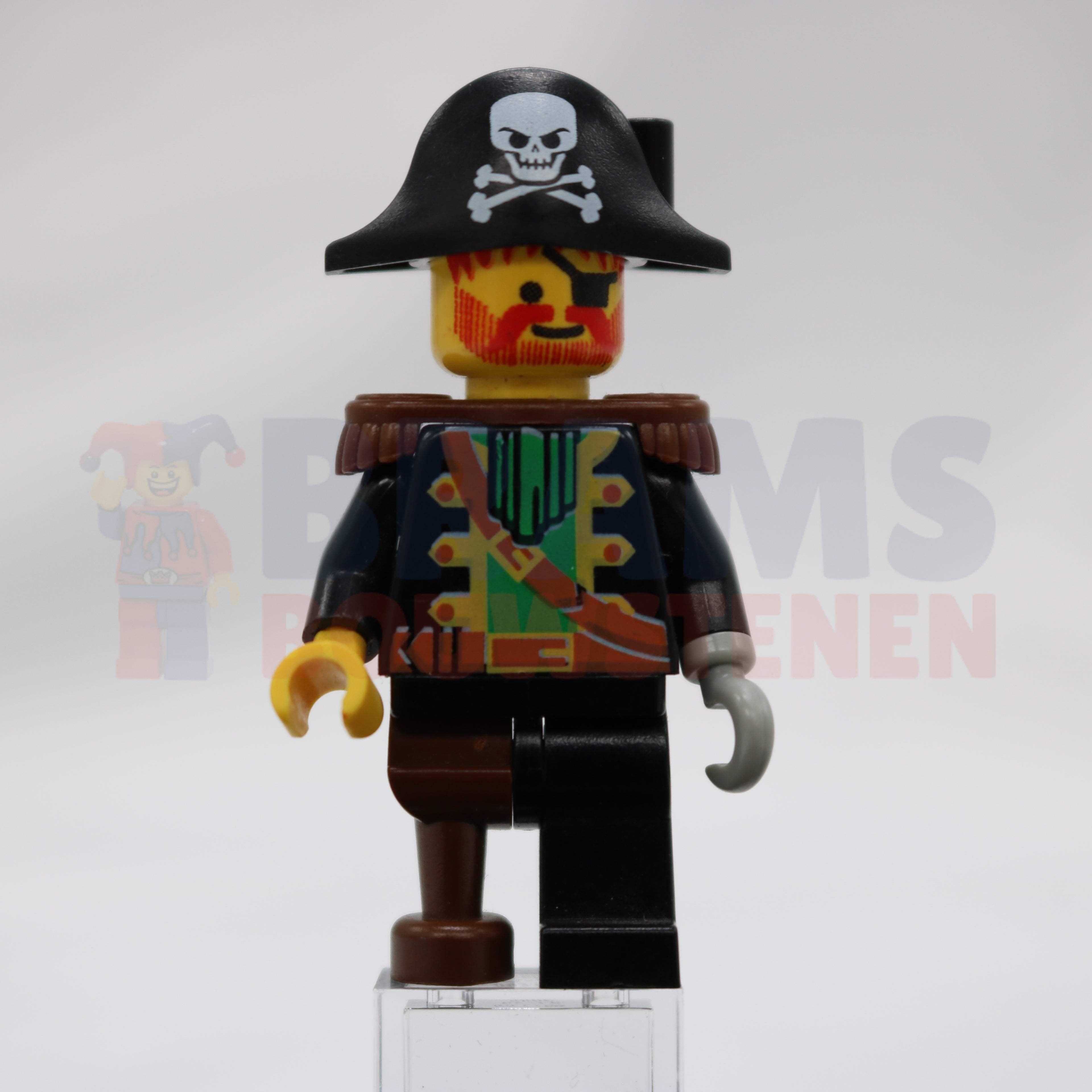 Minifig pi055 - Captain Red Beard - Brown Epaulettes, Pirate Hat with Skull and Crossbones