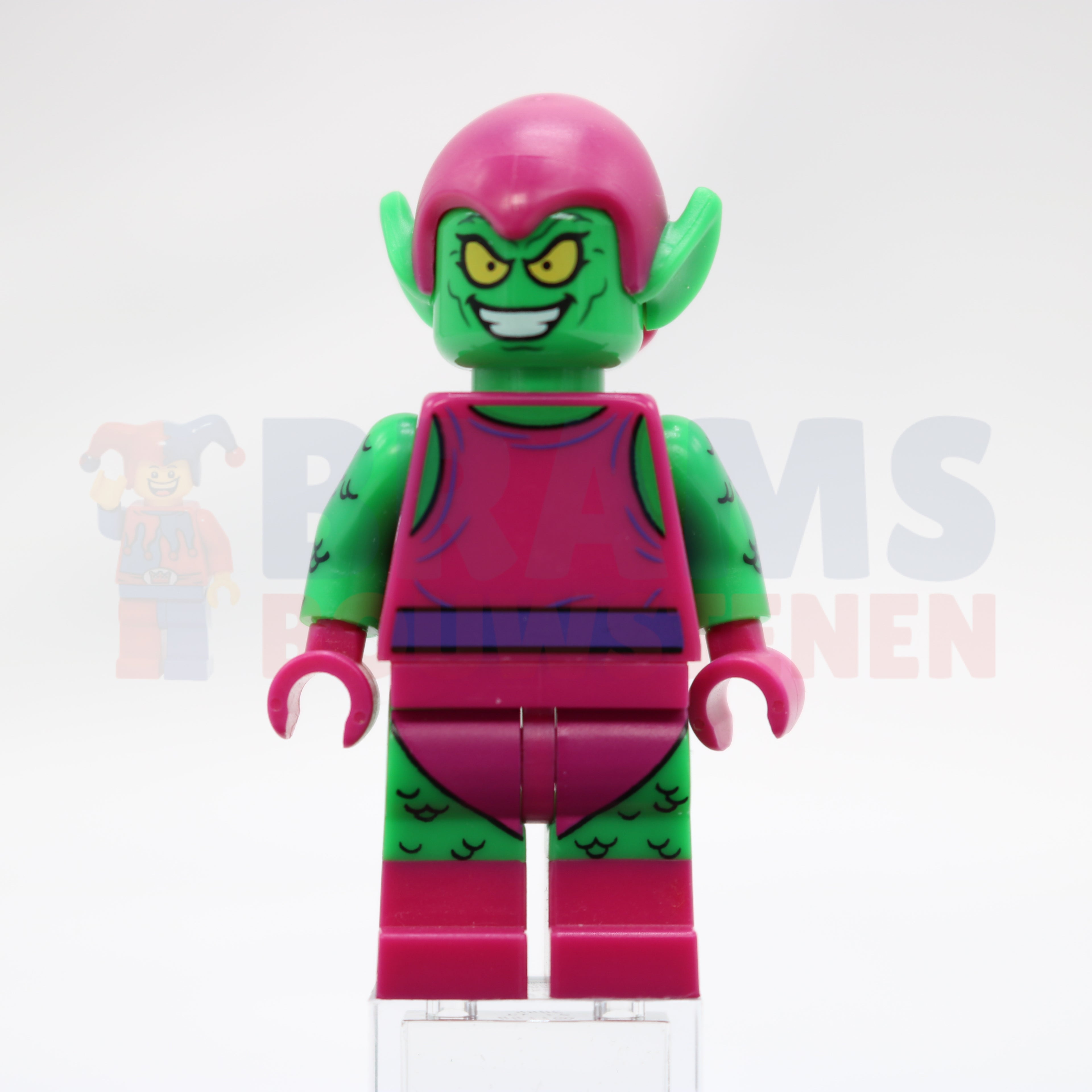 Minifig sh0271 - Green Goblin - Bright Green Skin, Magenta Outfit