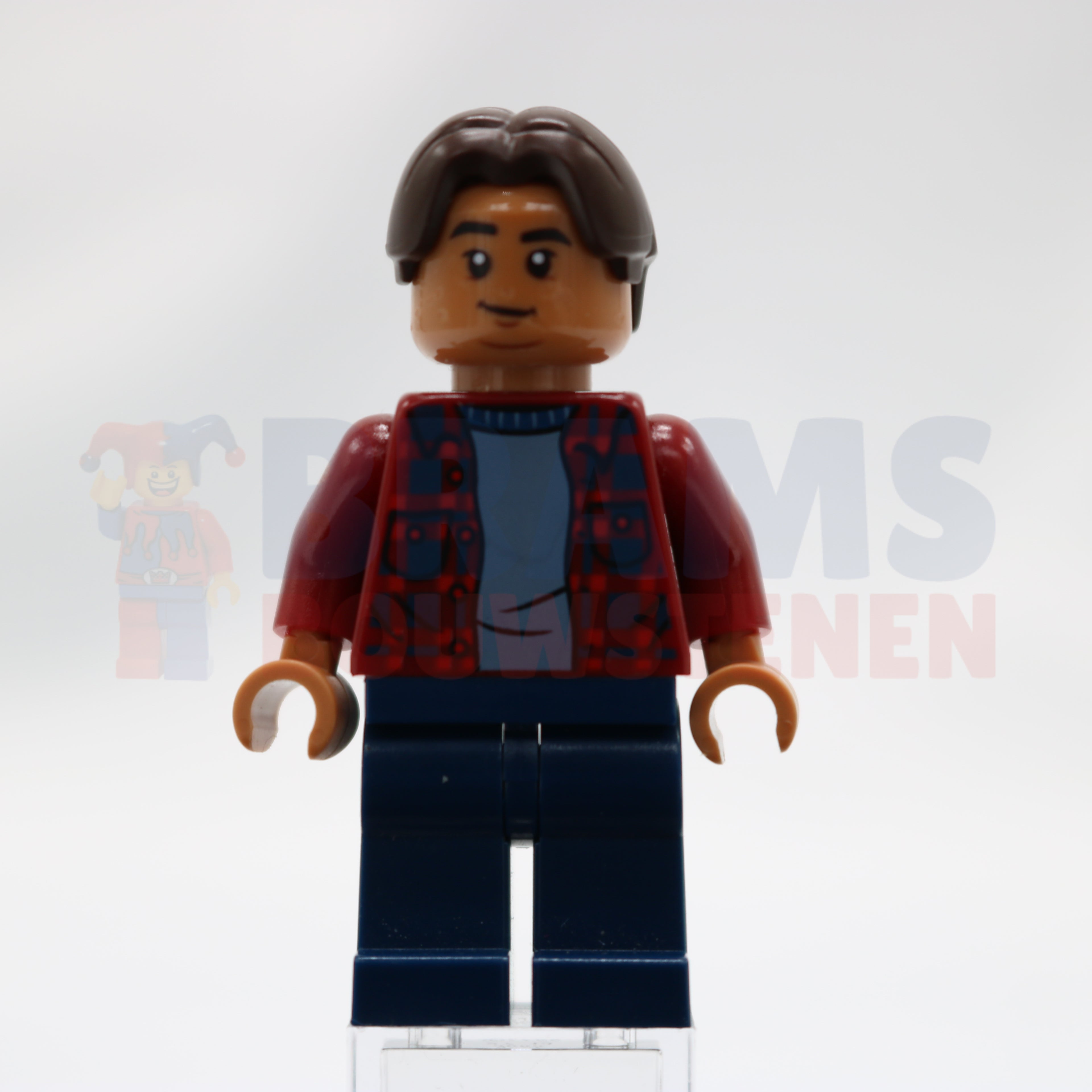 Minifig sh0602 - Ned Leeds - Dark Red Plaid Shirt, Dark Blue Legs