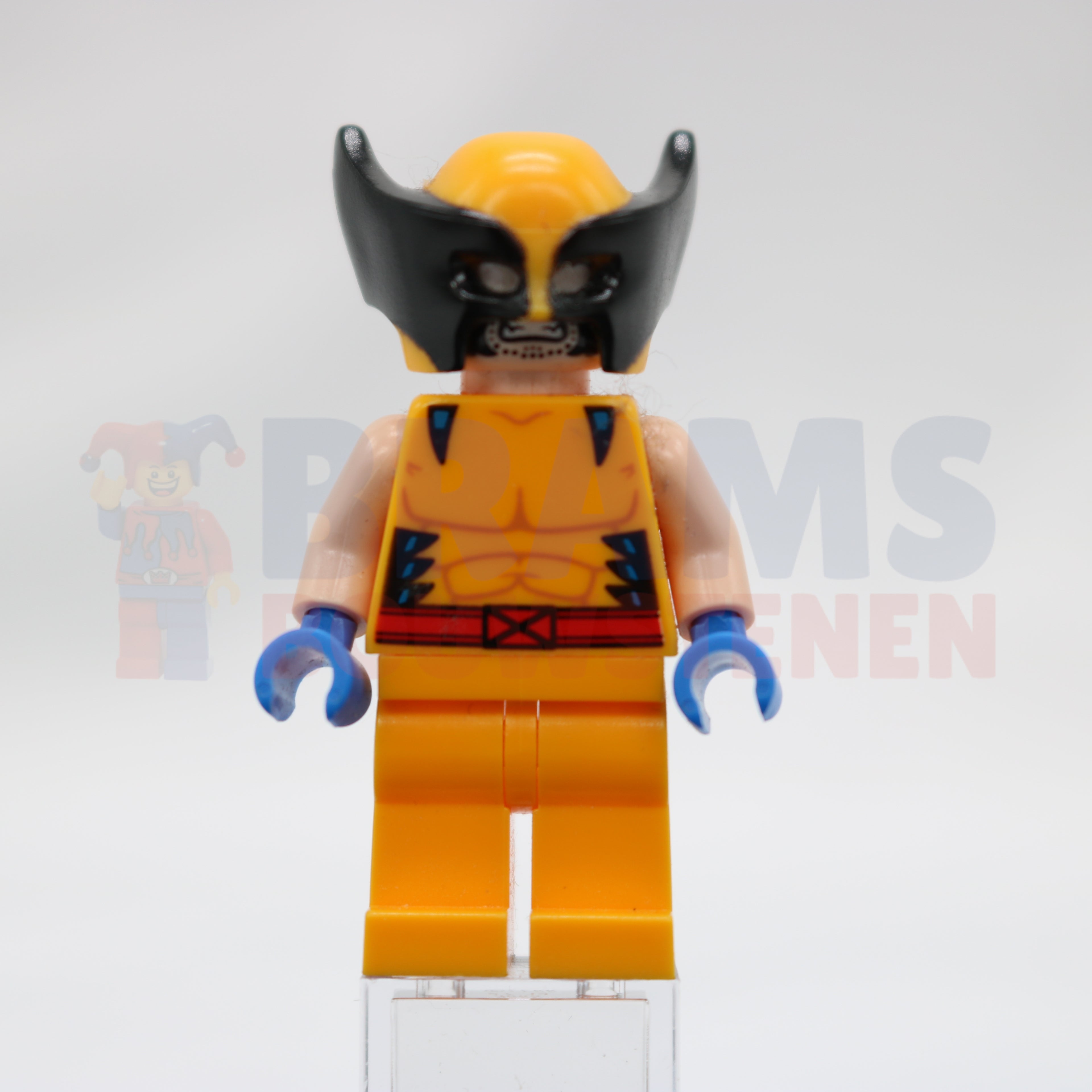 Minifig sh0805 - Wolverine - Bright Light Orange and Black Mask, Blue Hands