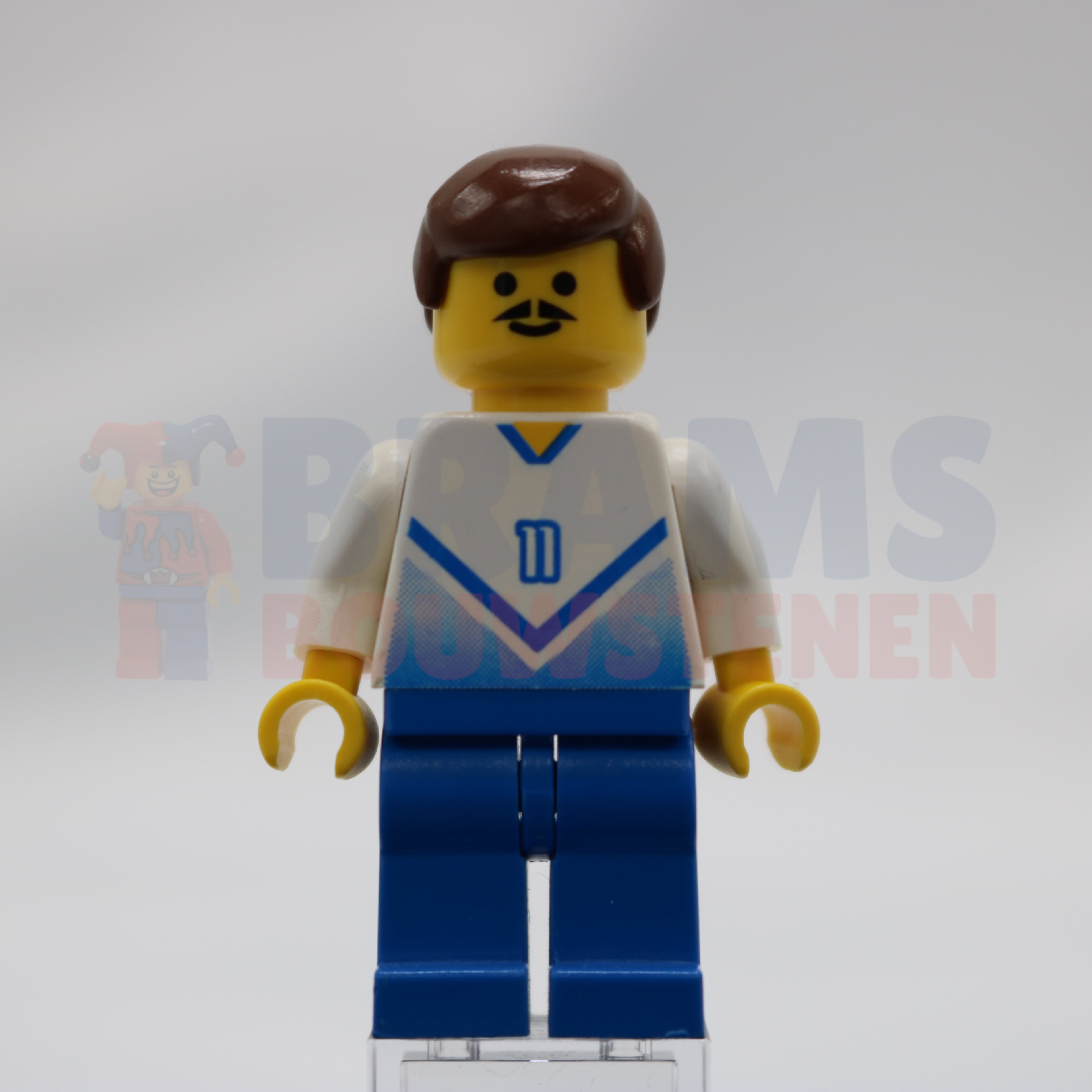 Minifig soc085 - Soccer Player White &amp; Blue Team with shirt #11