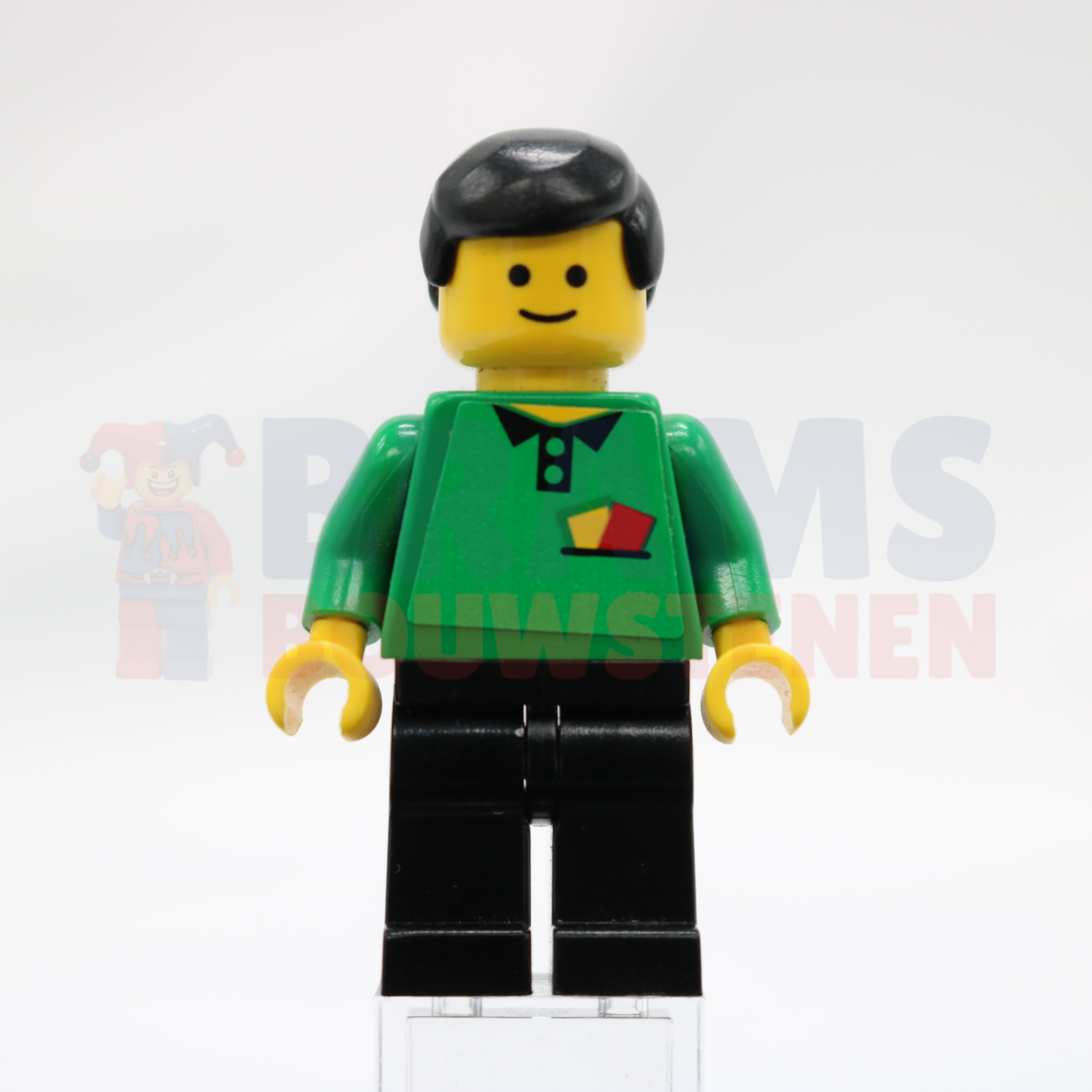 Minifig soc113s - Soccer Referee Green - Black Legs, Yellow &amp; Red Cards Torso Sticker (Shell)