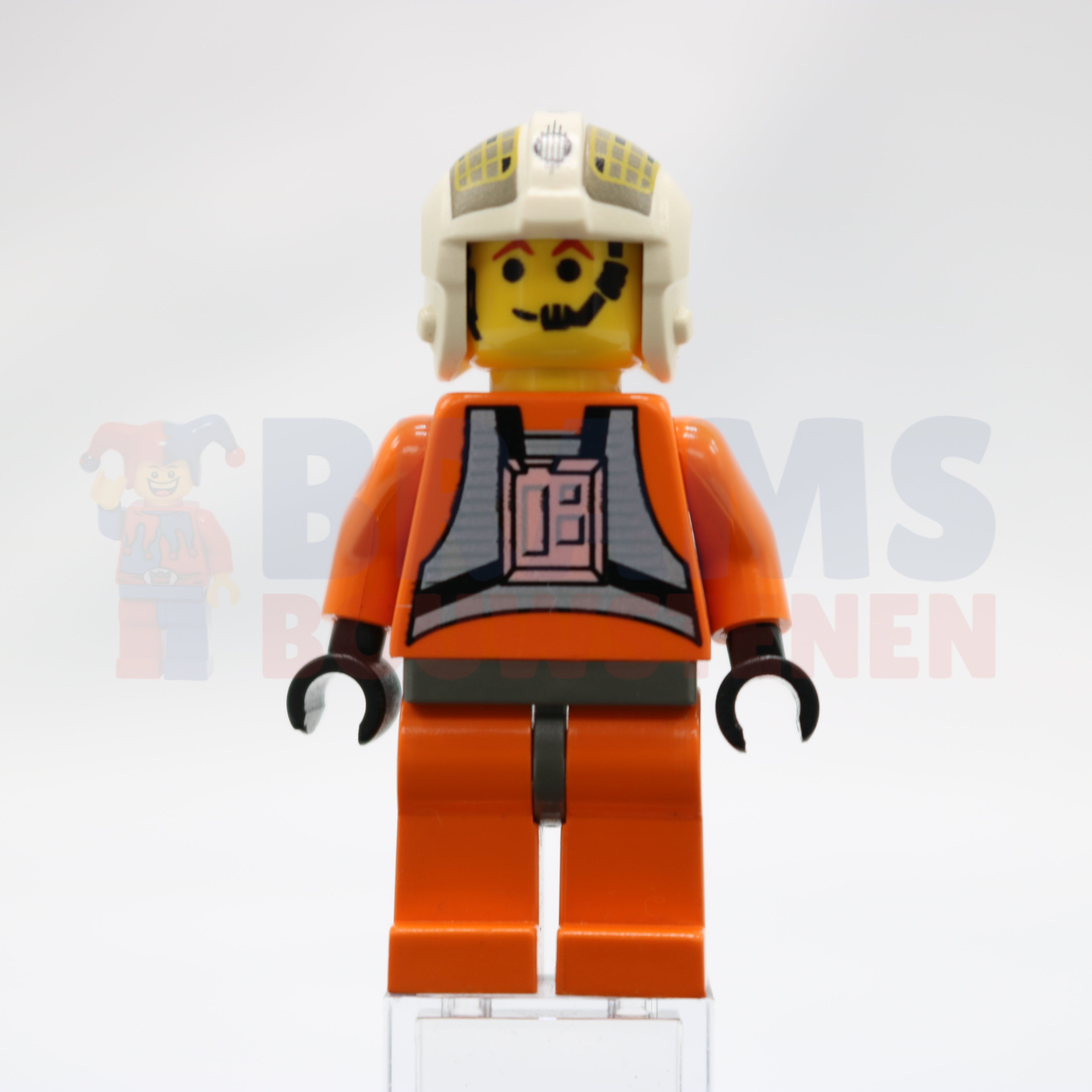Minifig sw0033a - Rebel Pilot Y-wing (Jon 'Dutch' Vander, Gold Leader) - Yellow Head, Dark Bluish Gray Hips