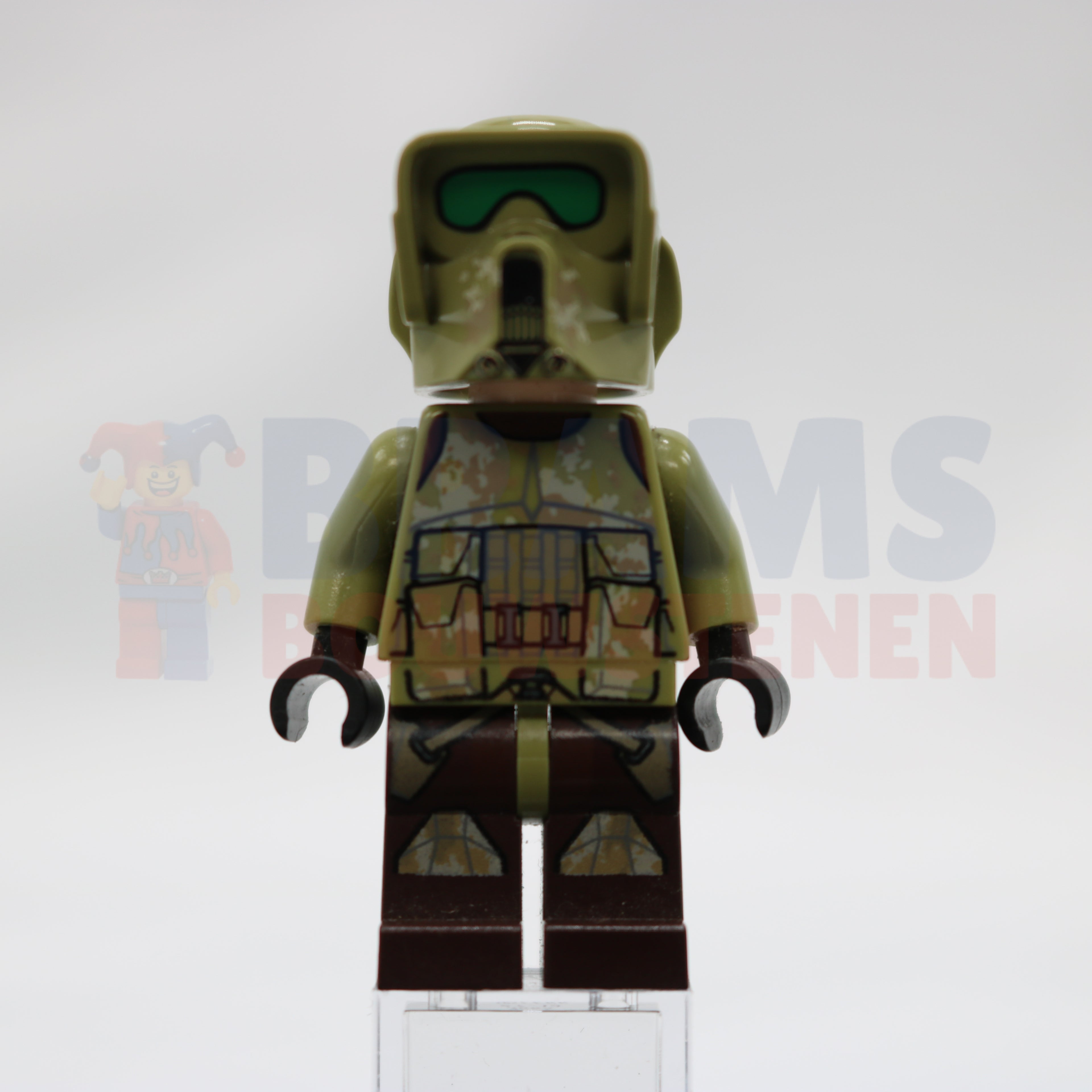 Minifig sw0518 - Clone Scout Trooper, 41st Elite Corps (Phase 2) - Kashyyyk Camouflage, Scowl