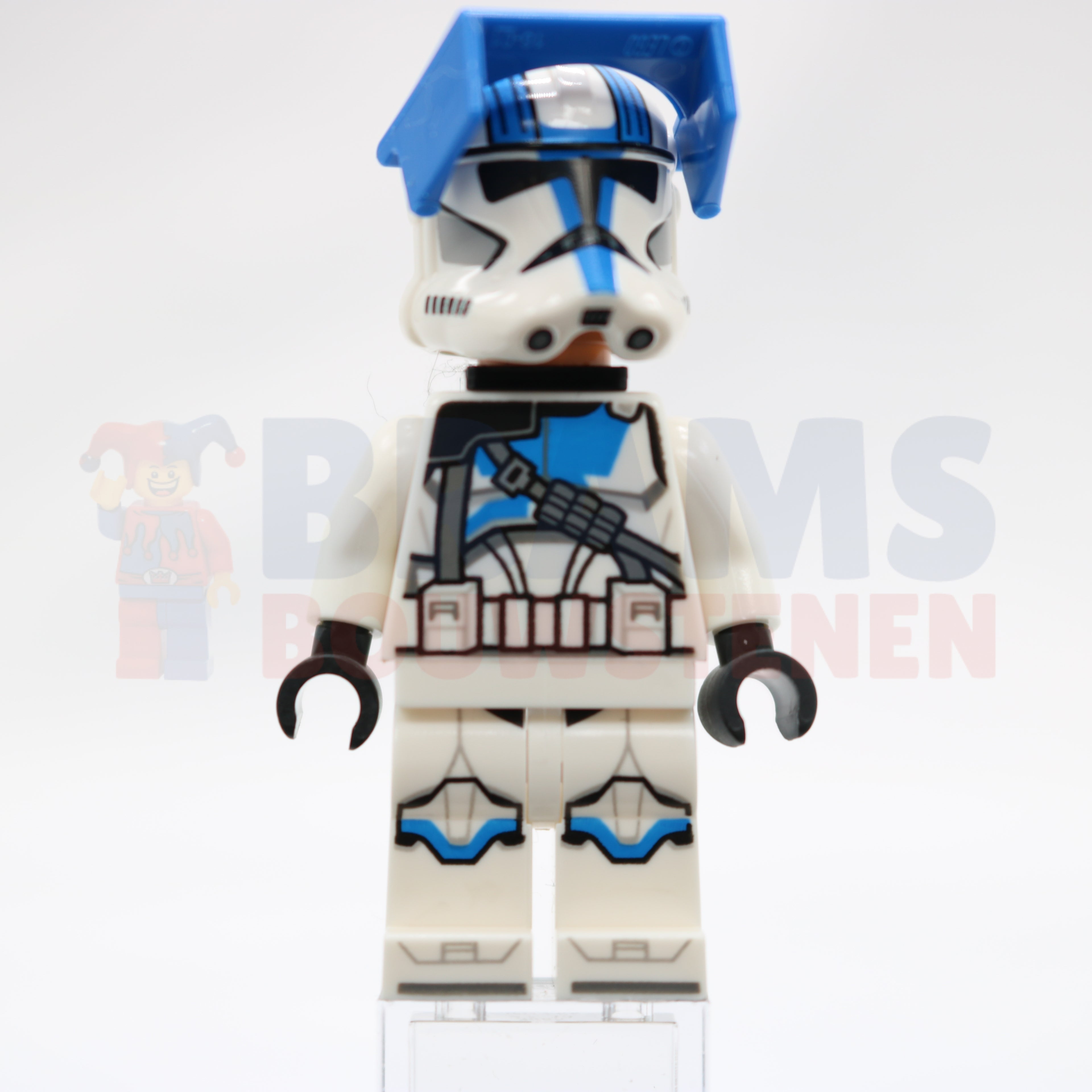 Minifig sw1247 - Clone Heavy Trooper, 501st Legion (Phase 2) - White Arms, Blue Visor, Backpack, Nougat Head, Helmet with Holes