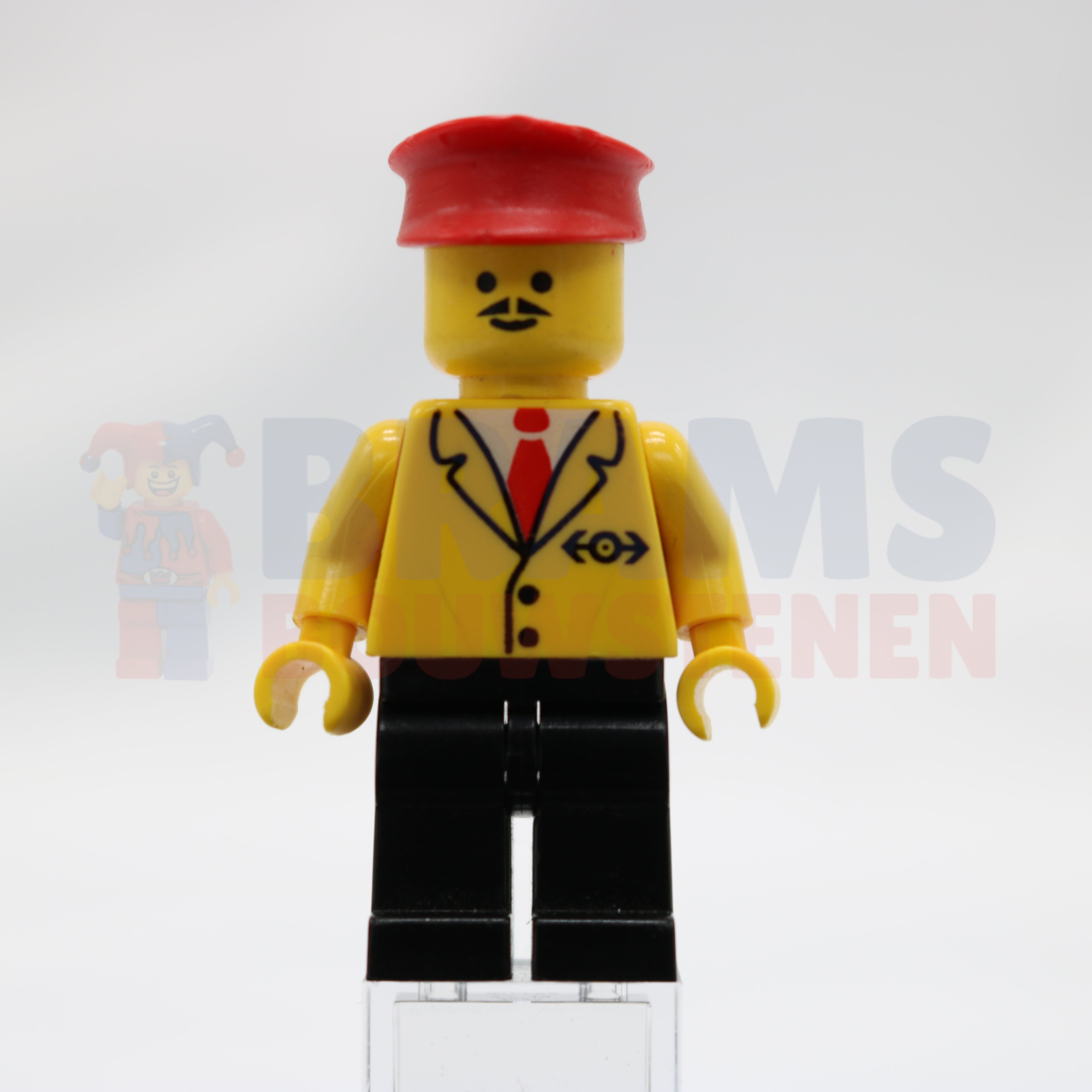 Minifig trn060 - Railway Employee 5, Black Legs, Red Hat