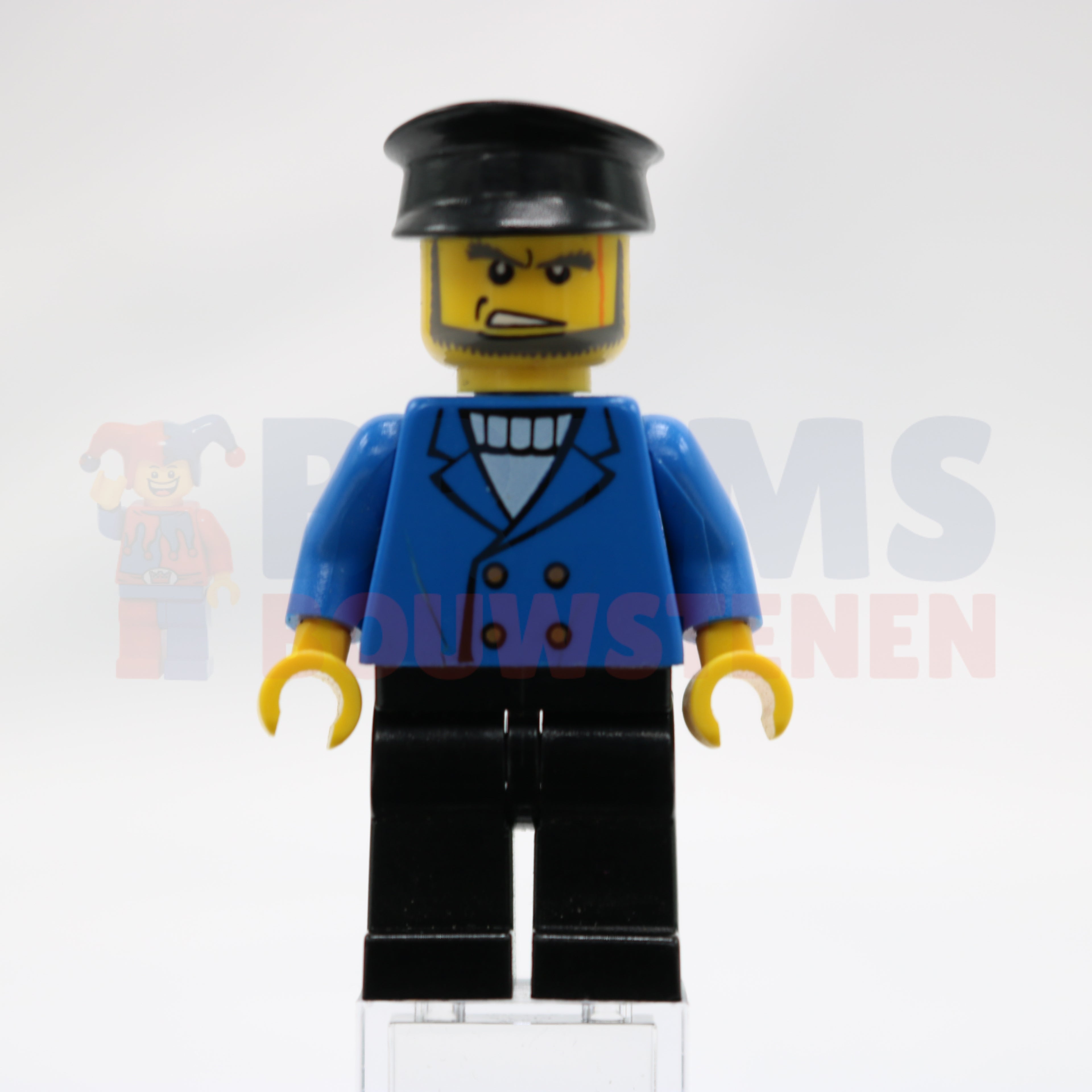 Minifig wc010 - Hovercraft Pilot - Male, Blue Jacket, Black Legs, Black Police Hat, Beard